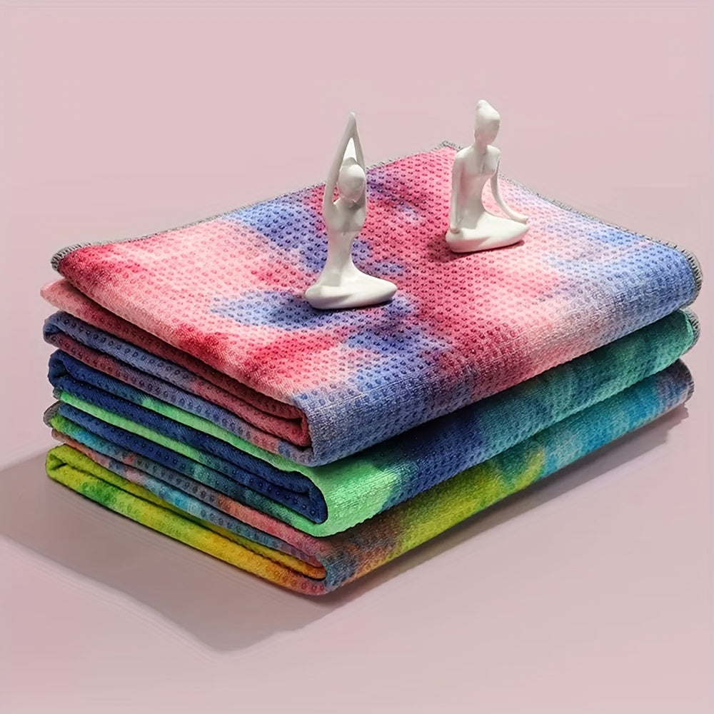 1pc Vibrant Tie-Dye Sweat-Absorbent Non-Slip Yoga Towel with Storage Bag - Soft, Foldable Sports Blanket for Outdoor, Gym, Pilates & Fitness Training, Machine Washable Polyester/Nylon