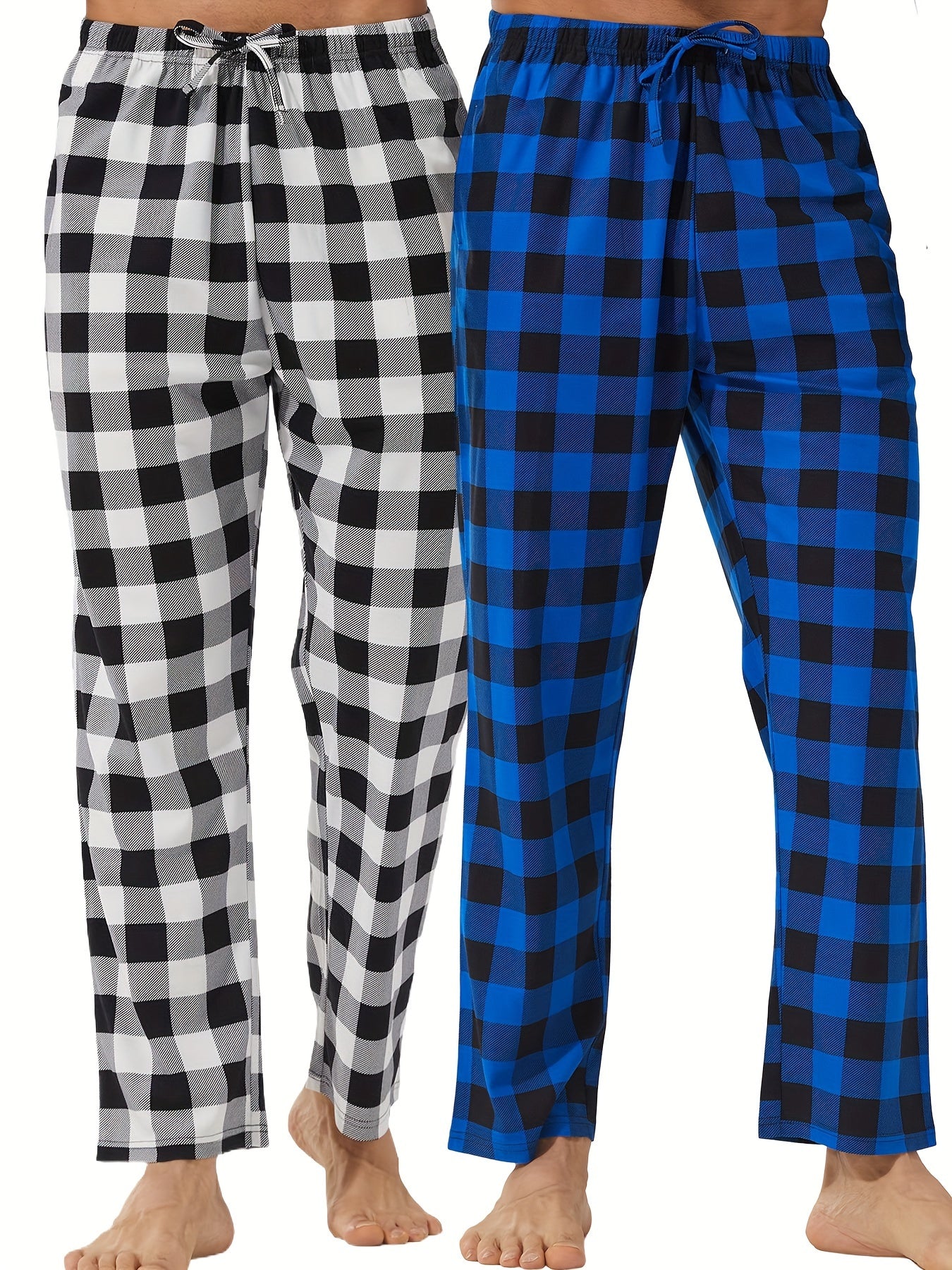 LANBAOSI Men's Plaid Print Sleep Pants – 2/3-Pack Casual Drawstring Waist Lounge Pants, Slight Stretch, Knit Fabric Regular Fit for Spring/Fall - Premium pajama pants from Lizard Vigilante - Just $32.99! Shop now at Lizard Vigilante