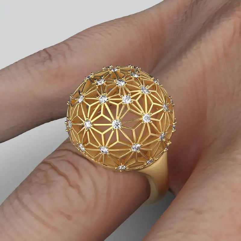 Hollow Spherical Diamond-studded Ring Design