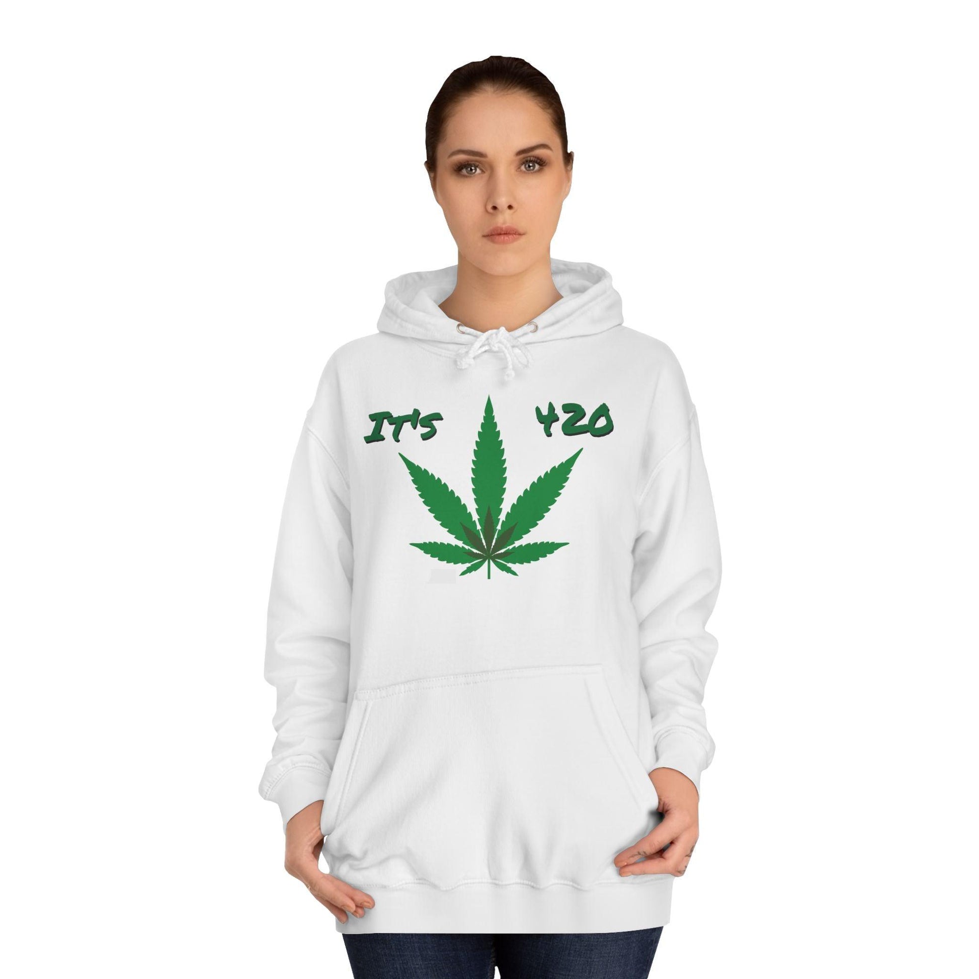 It's 420 Pot Leaf Unisex College Hoodie - White - Premium Hoodie from Printify - Just $49.07! Shop now at Lizard Vigilante