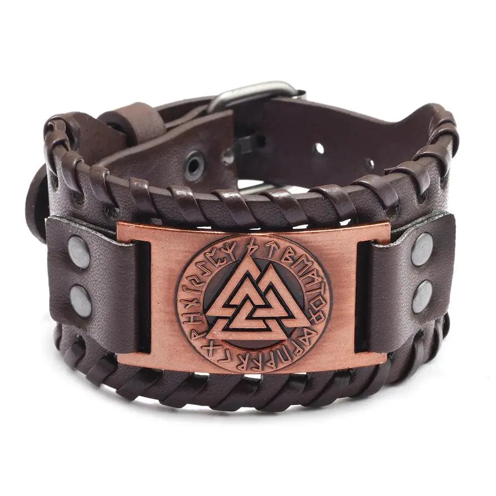 New Trendy Wide Leather Pirate Compass Bracelet Men's Bracelet Fashion Metal Compass Pattern Bracelet Accessories Party Jewelry - Premium Accessories from Lizard Vigilante - Just $17.99! Shop now at Lizard Vigilante