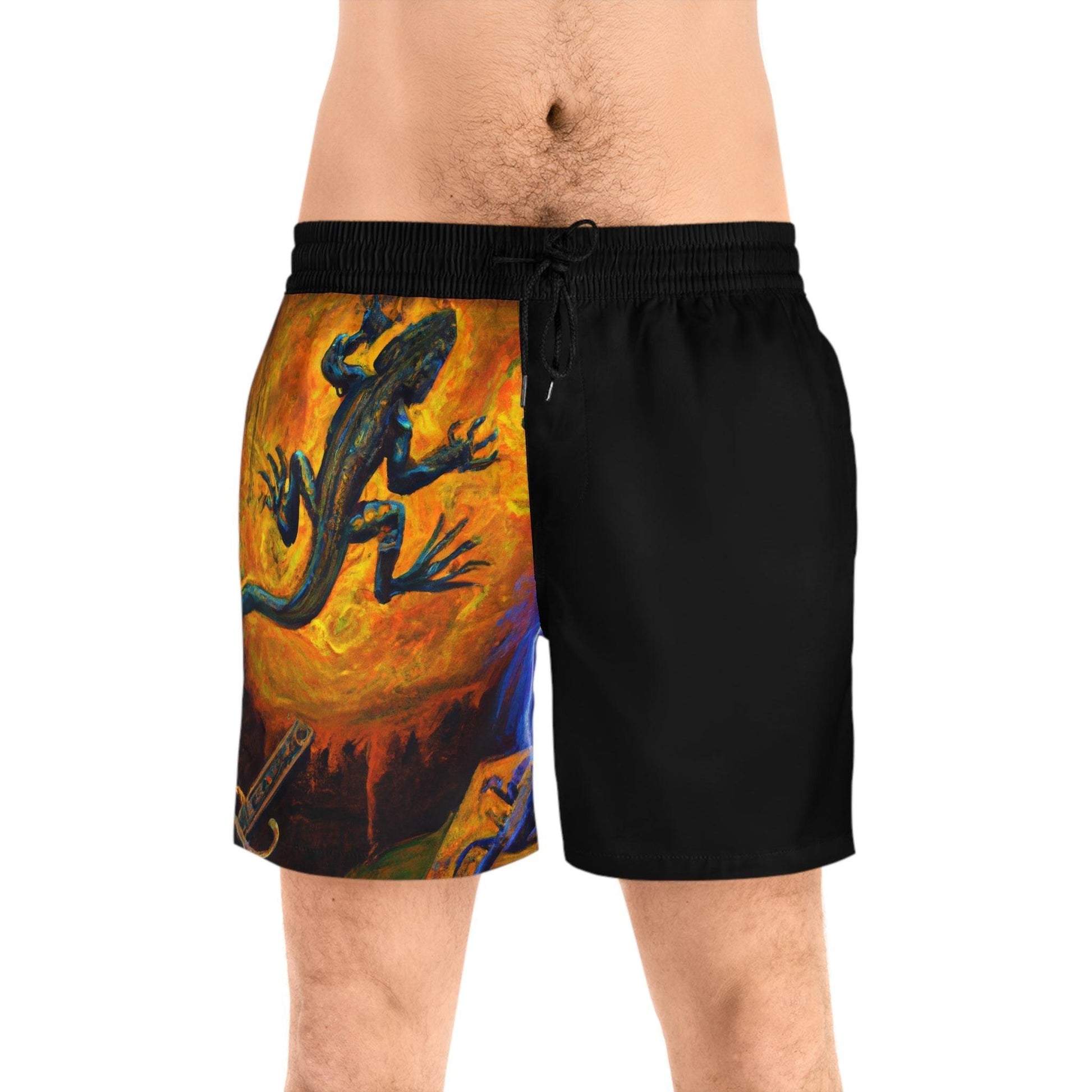 Lizard Vigilante Origins Half Men's Mid-Length Swim Shorts - Lizard Vigilante