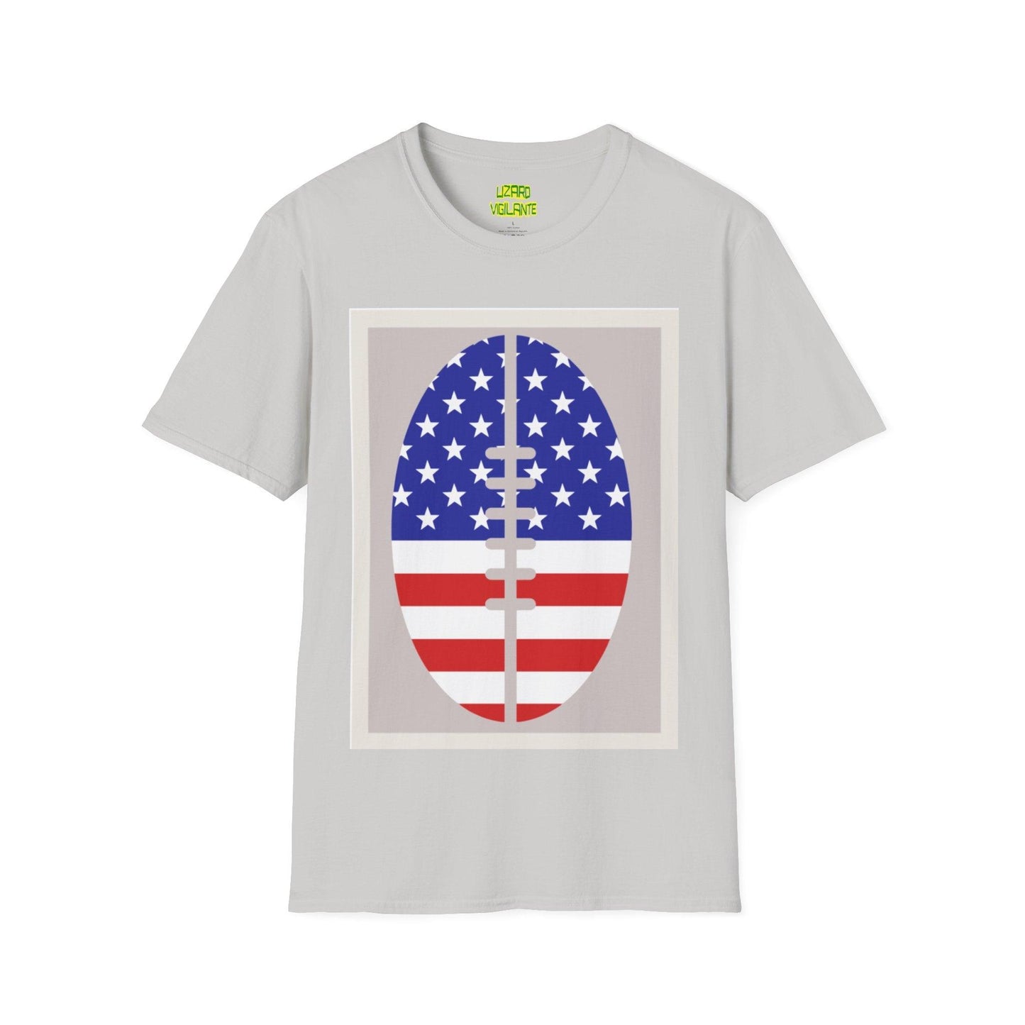 Patriotic American Football Unisex Softstyle T-Shirt - Lizard Vigilante