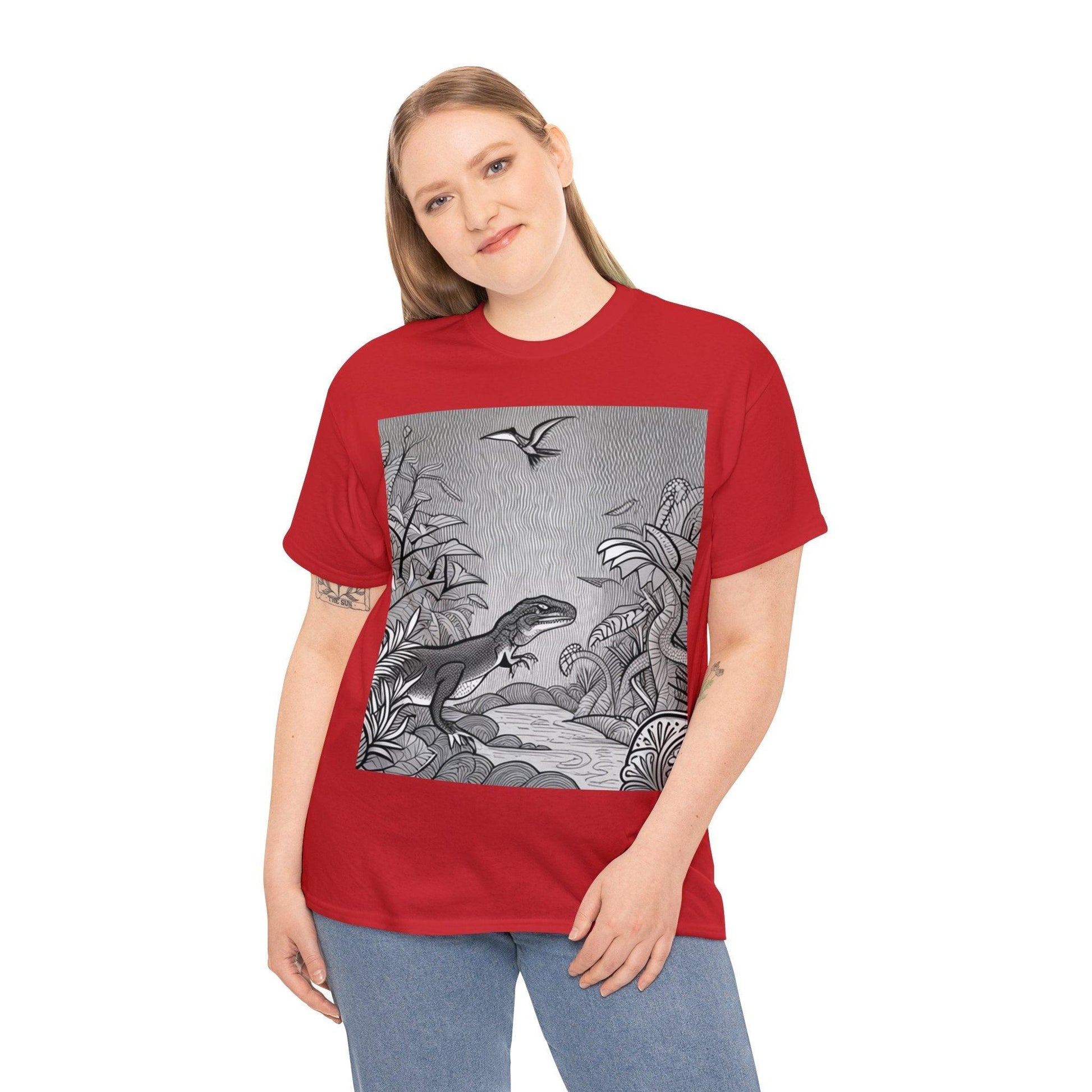 Prehistory Scene Unisex Heavy Cotton Tee - Lizard Vigilante