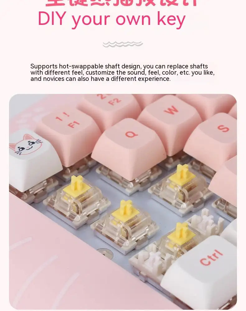 Wireless Bluetooth E-sports Games Cute Mini Office Mechanical Keyboard