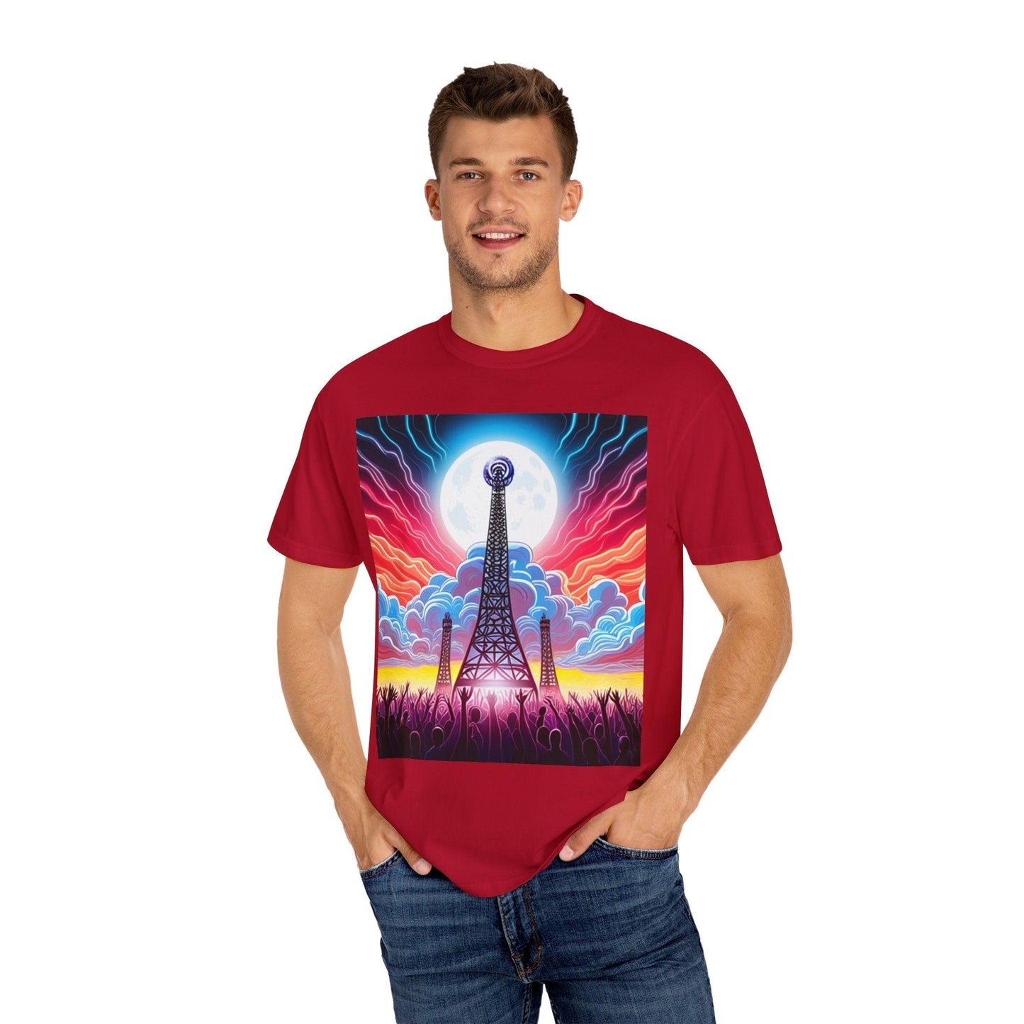 Eiffel CellTower Unisex Garment-Dyed T-shirt - Lizard Vigilante