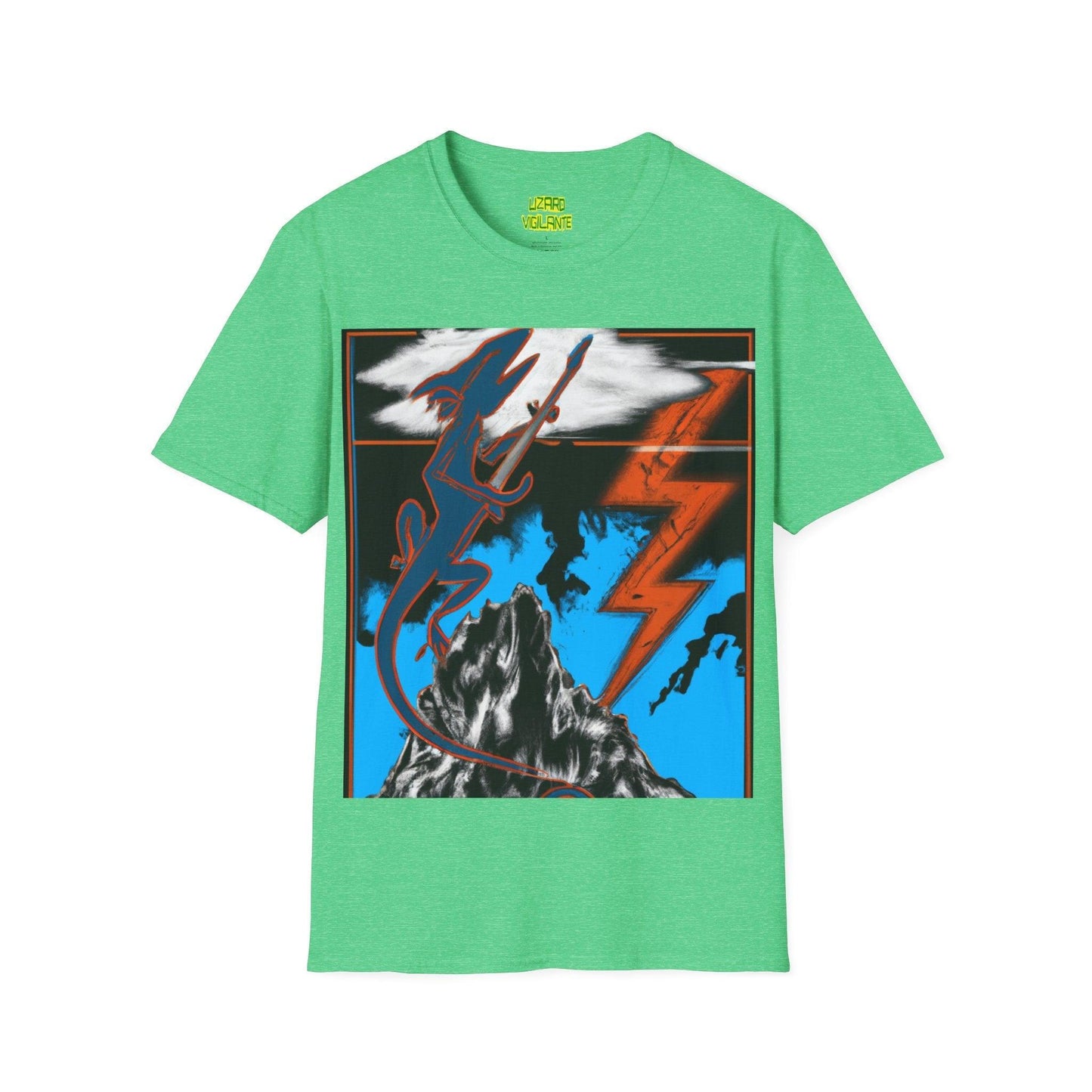 Lizard Vigilante on the Mountain Unisex Softstyle T-Shirt - Lizard Vigilante