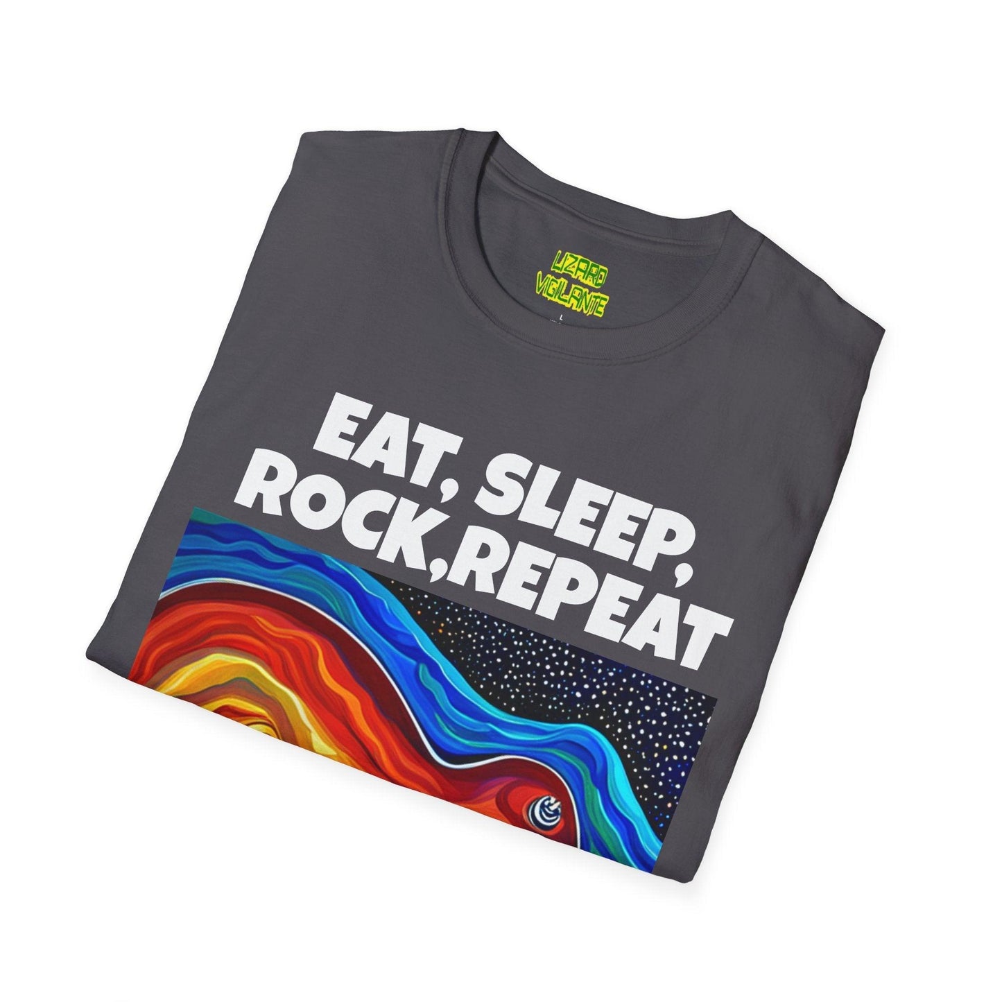 Eat, Sleep, Rock, Repeat Unisex Softstyle T-Shirt - Lizard Vigilante