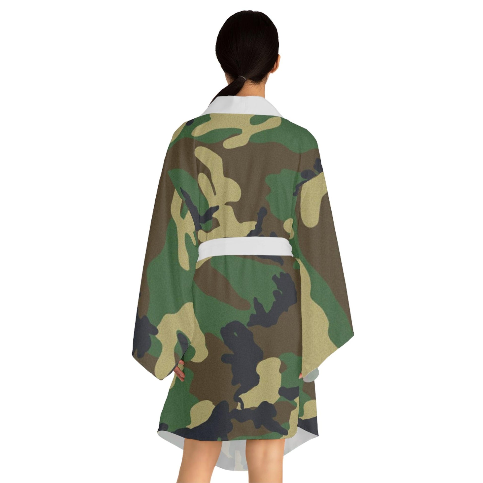 Green Black Camouflage Long Sleeve Kimono Robe - Lizard Vigilante