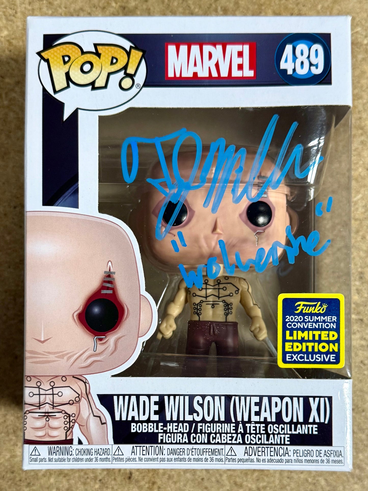 TJ Miller “Weasel” Signed Marvel Wade Wilson (Weapon XI) Funko Pop! #489 SDCC 2021 Vaulted Exclusive JSA COA