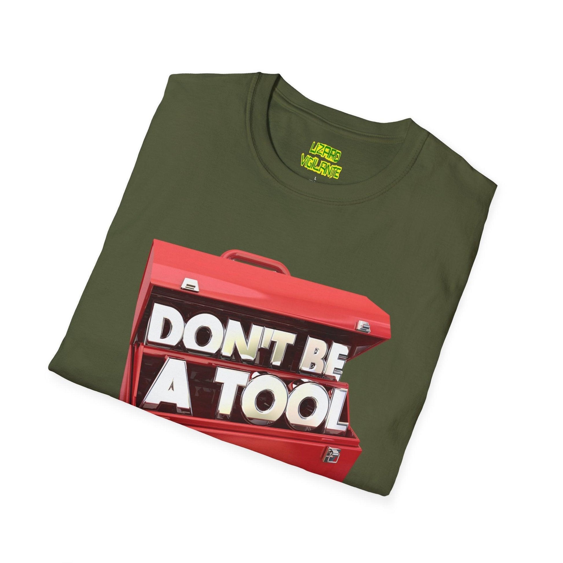 Don't Be A Tool" Red Toolbox Unisex Softstyle T-Shirt - Lizard Vigilante