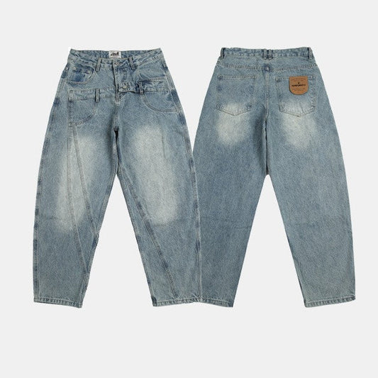 Double Waist Design Loose Leisure Workwear Trousers