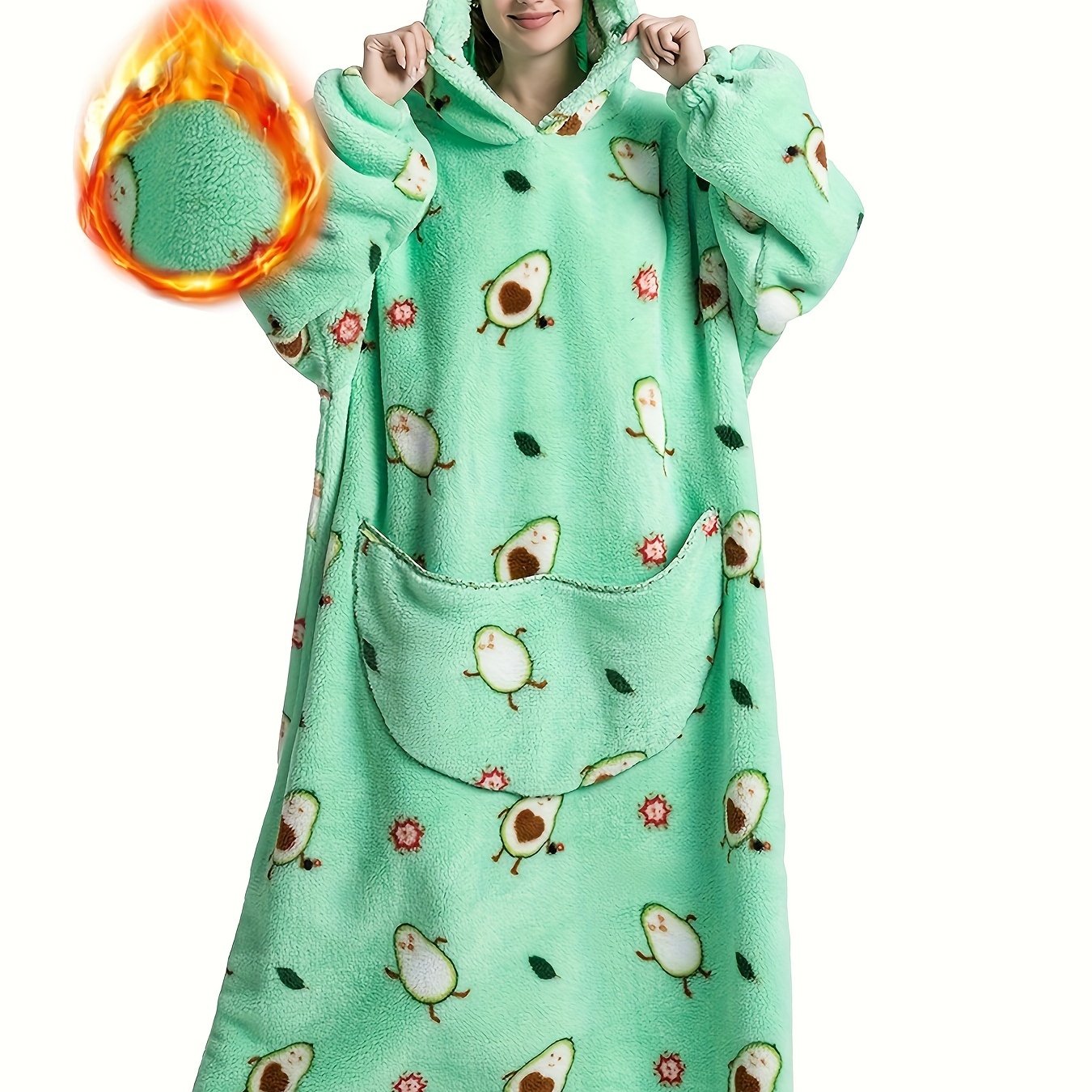 Plus Size Pumpkin Print Flannel Blanket Hoodie - Soft, Cozy, Plush, Hooded, Winter Outwear for Women with Halloween Theme