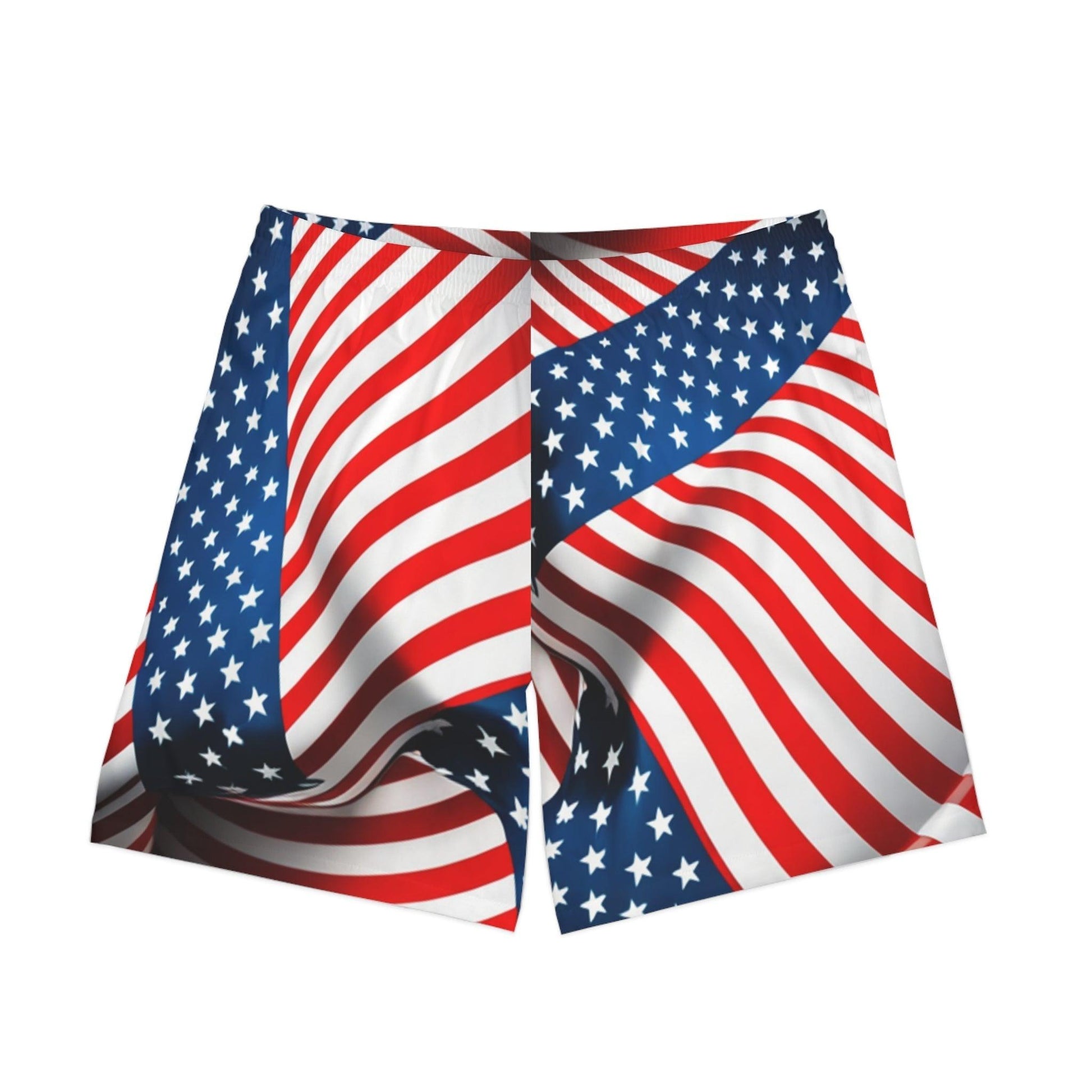 American Flag Men's Elastic Beach Shorts - Lizard Vigilante