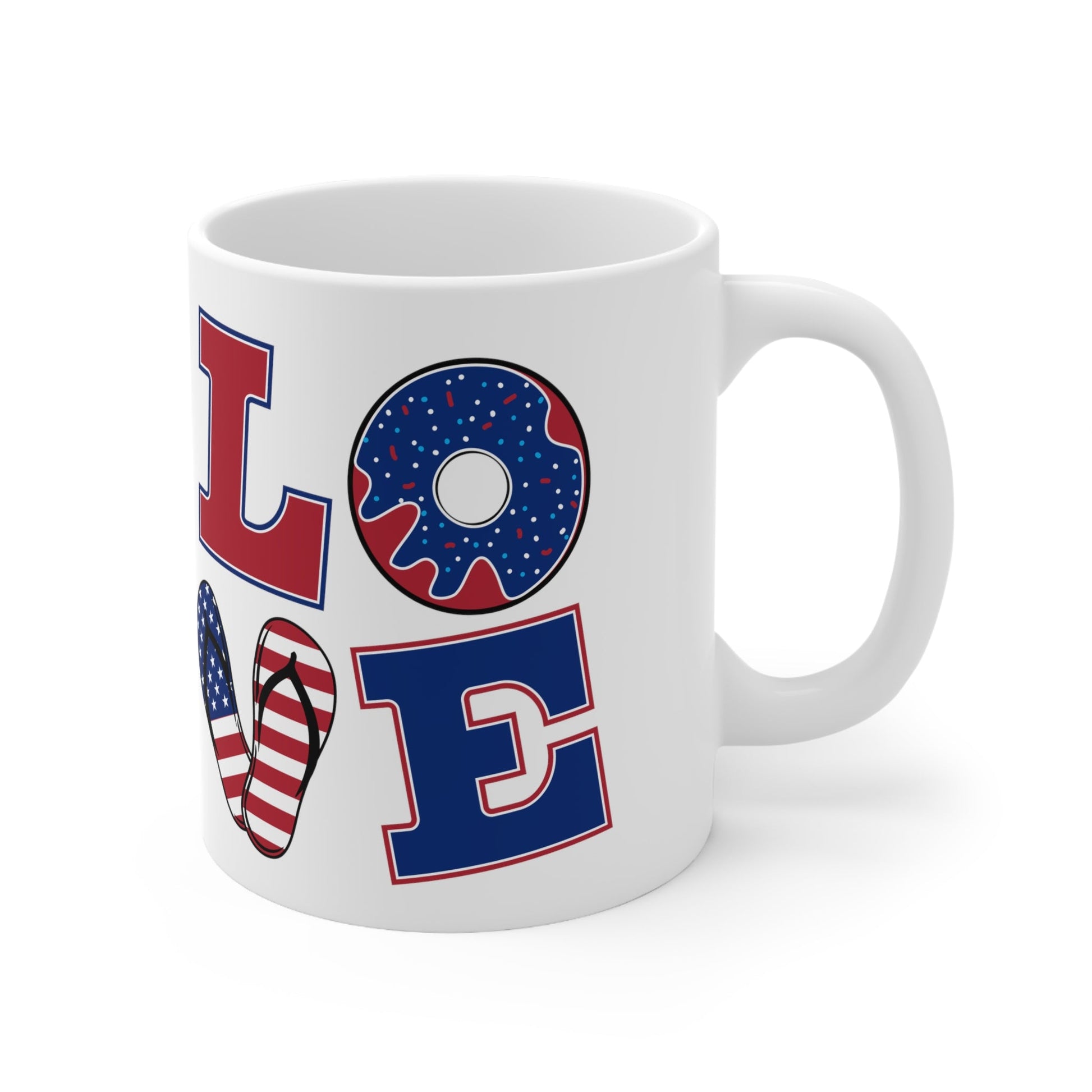 Patriotic American Valentine’s Day LOVE Ceramic Mug 11oz - Lizard Vigilante