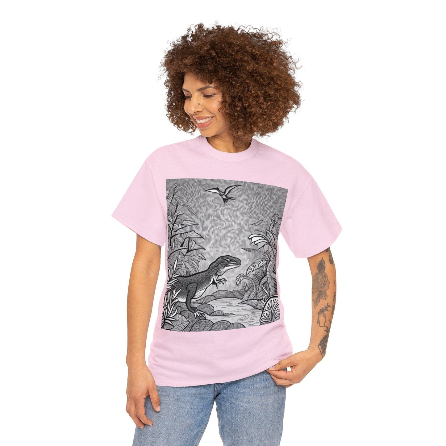 Prehistory Scene Unisex Heavy Cotton Tee - Lizard Vigilante