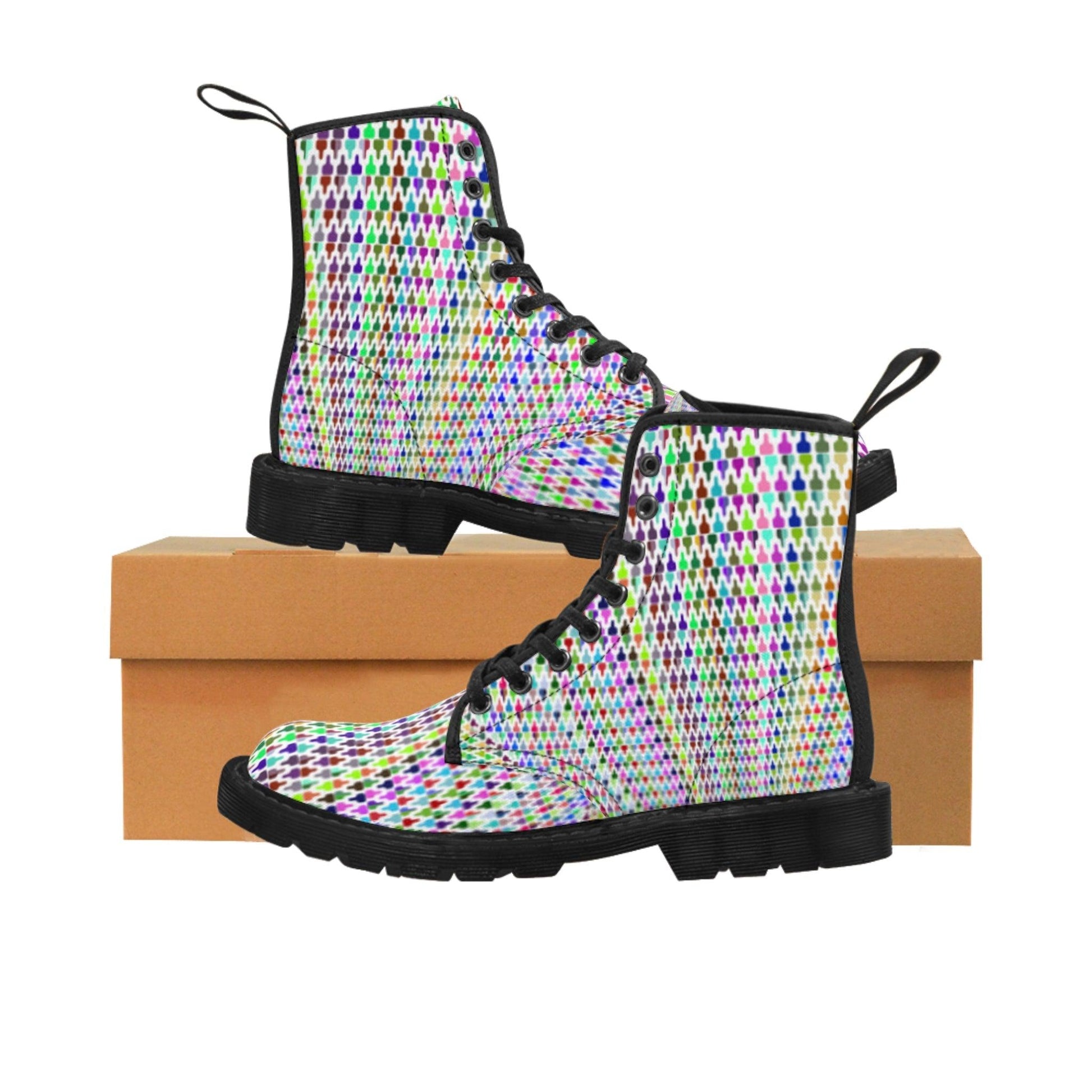 Colorfull Pattern Women's Canvas Boots - Lizard Vigilante