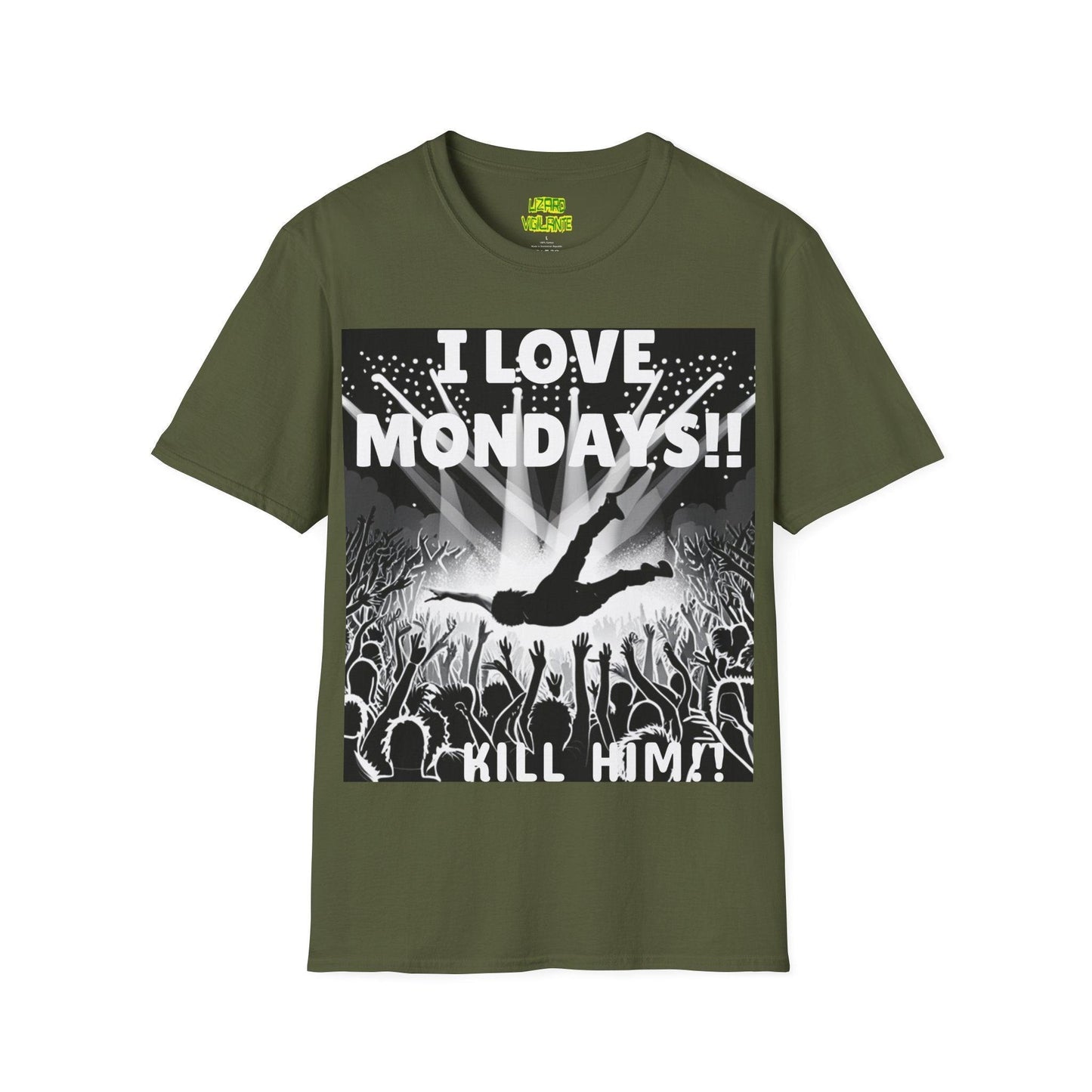 I LOVE MONDAYS!! Kill Him!! Unisex Softstyle T-Shirt - Lizard Vigilante