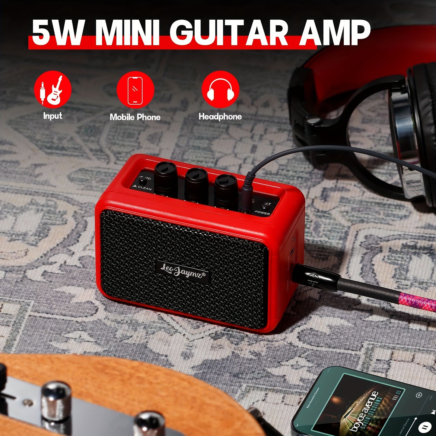 Leo Jaymz Electric Guitar Mini Amplifier - Portable 5W Practice Amp with Bluetooth Dual Speakers - Premium guitar amplifier from Lizard Vigilante - Just $42.99! Shop now at Lizard Vigilante