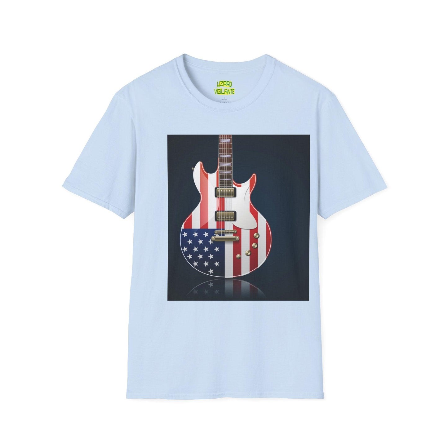 US Flag Electric Guitar Unisex Softstyle T-Shirt - Lizard Vigilante