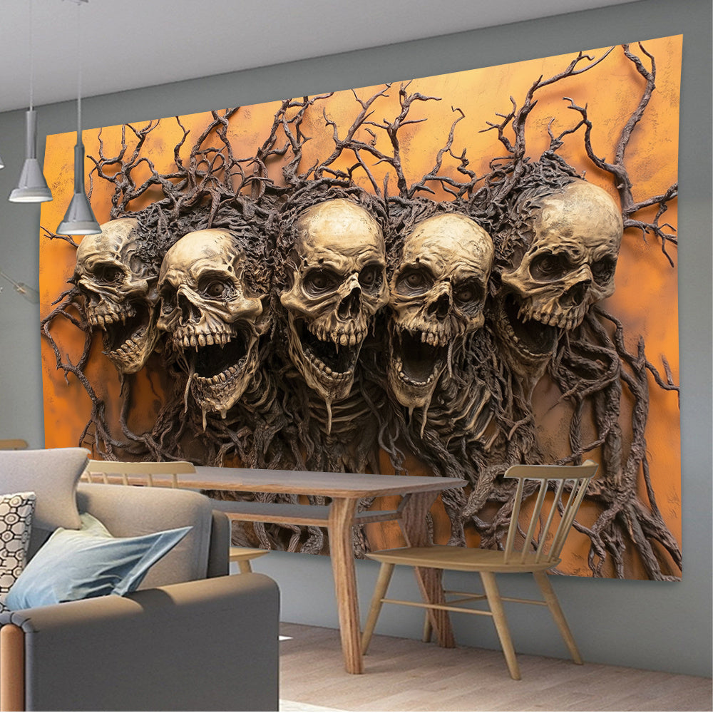 3D Skull & Branch Tapestry - Stunning Visual Art for Living Room, Bedroom, Office | Creative Decor Gift - Premium banner from Lizard Vigilante - Just $21.99! Shop now at Lizard Vigilante