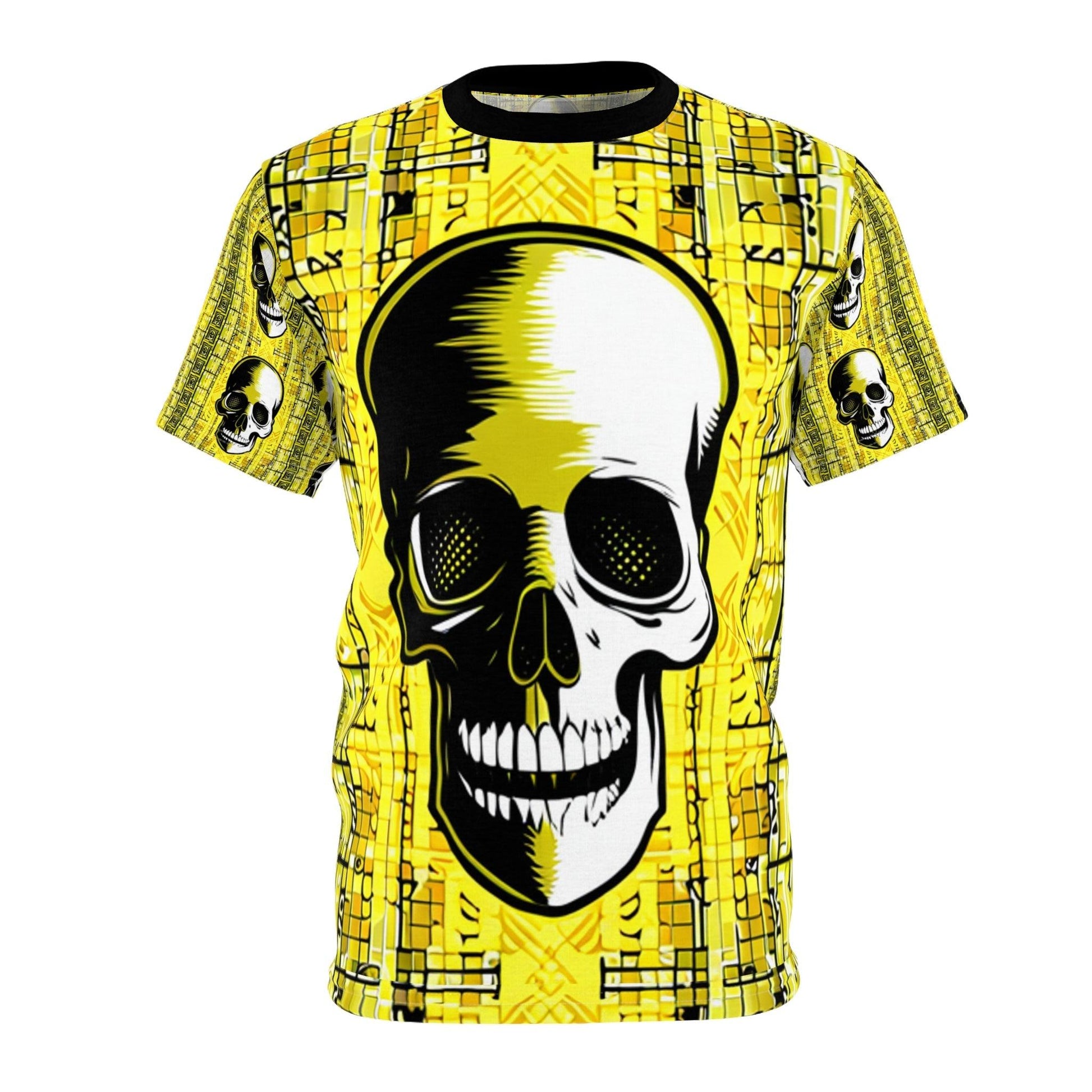 Goldgrid Skull Unisex Cut & Sew Tee (AOP) - Lizard Vigilante