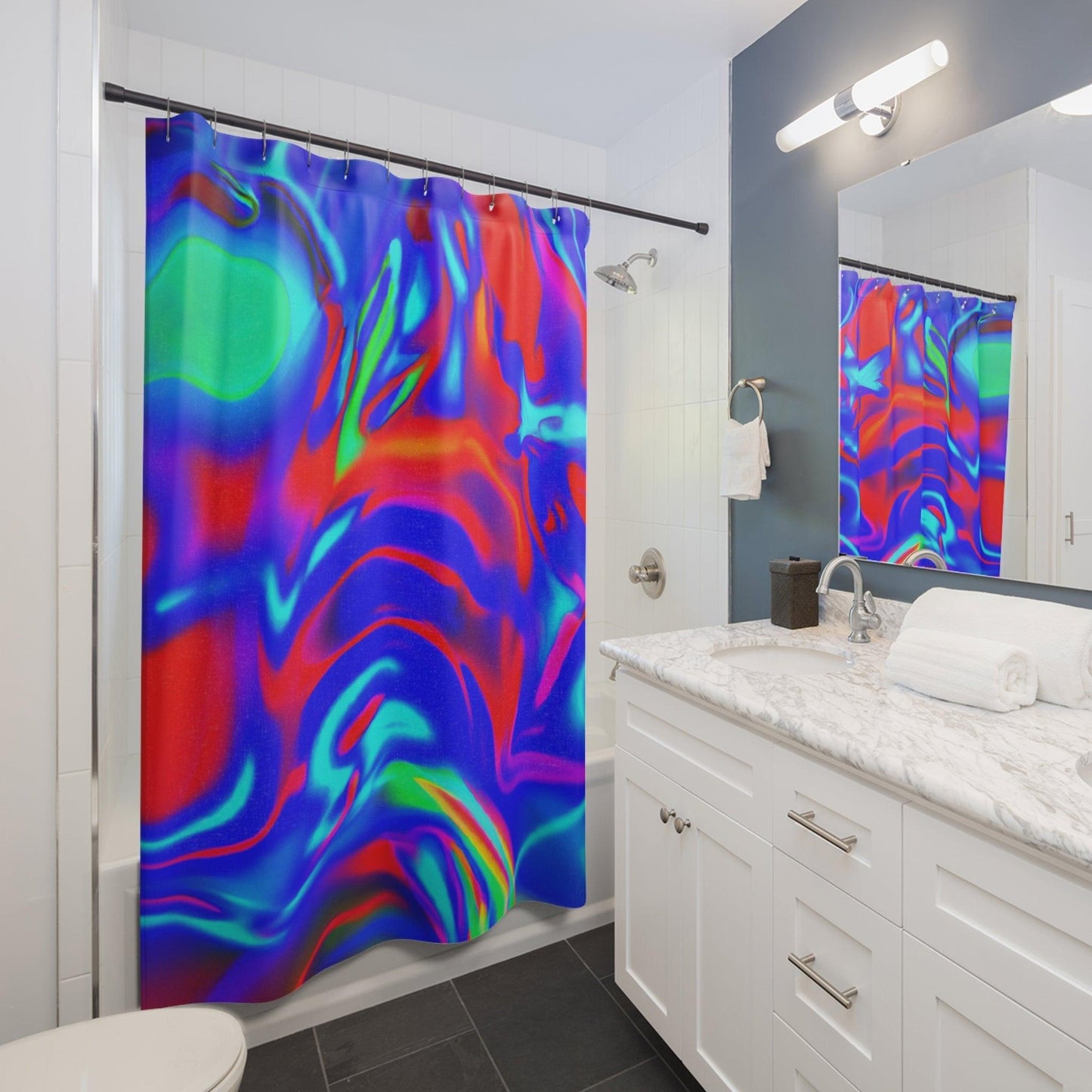 Neon Lava Shower Curtains - Lizard Vigilante