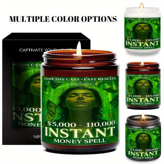 1pc 5. 3 Oz Instant Money Spell Casting Scented Candle Soybean Wax Gift Idea For Women Men Adult Bestie Coworker Husband Wife Him Her Son Daughter Dad Mum Sister Brother Family On Birthday Xmas New Year Funny Unique Essential