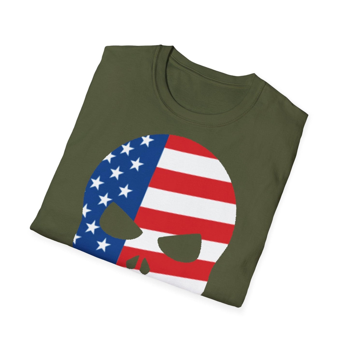 Skull American Flag Graphic Unisex Softstyle T-Shirt - Lizard Vigilante