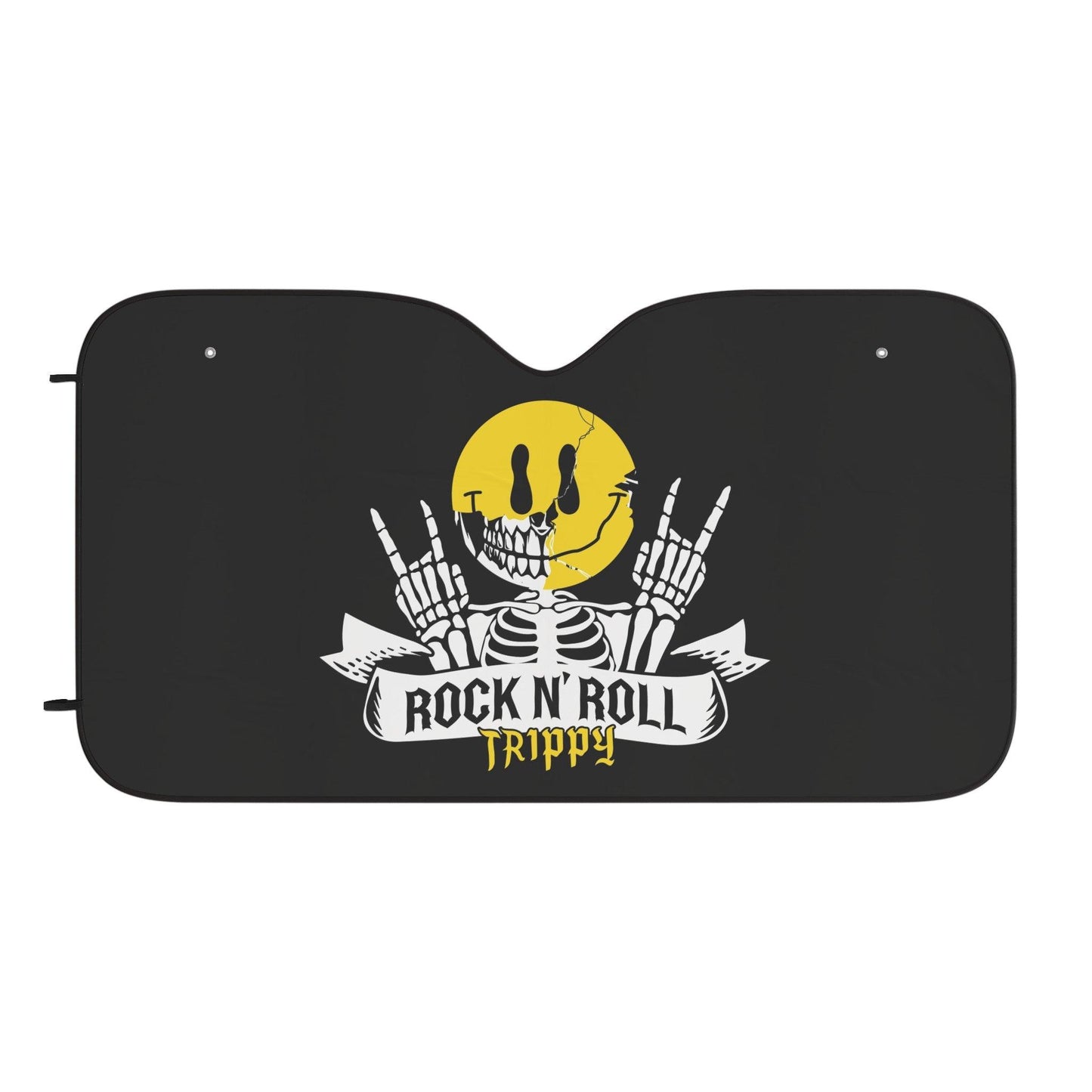 Rock N Roll Trippy Smiley Face Car Sun Shades - Lizard Vigilante