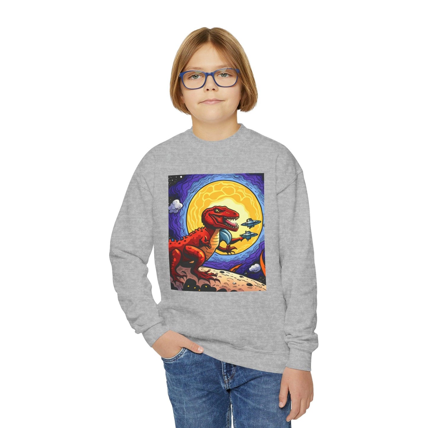 Space Rex Youth Crewneck Sweatshirt - Lizard Vigilante