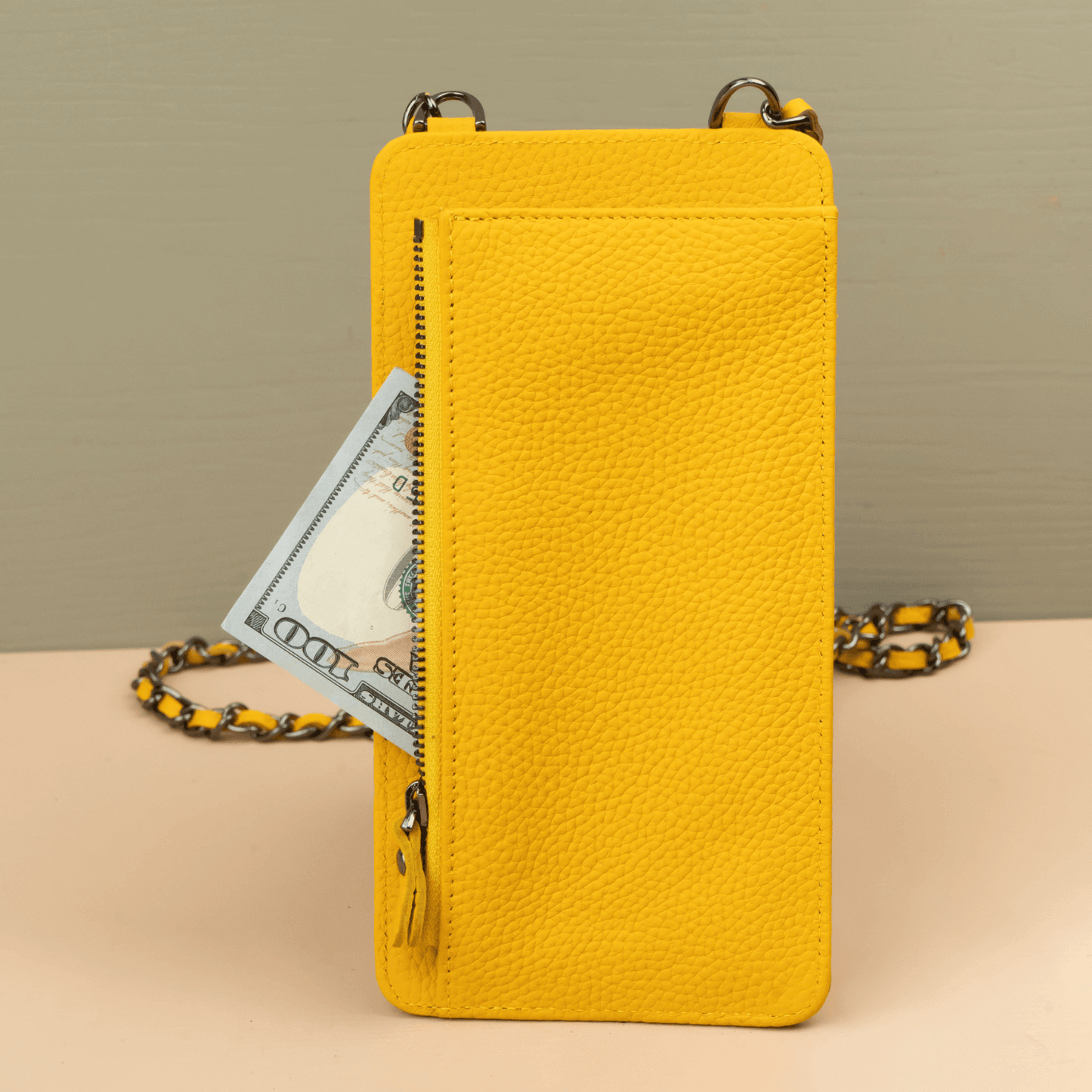 Leather Yellow Crossbody Bag Phone Wallet - Columbus