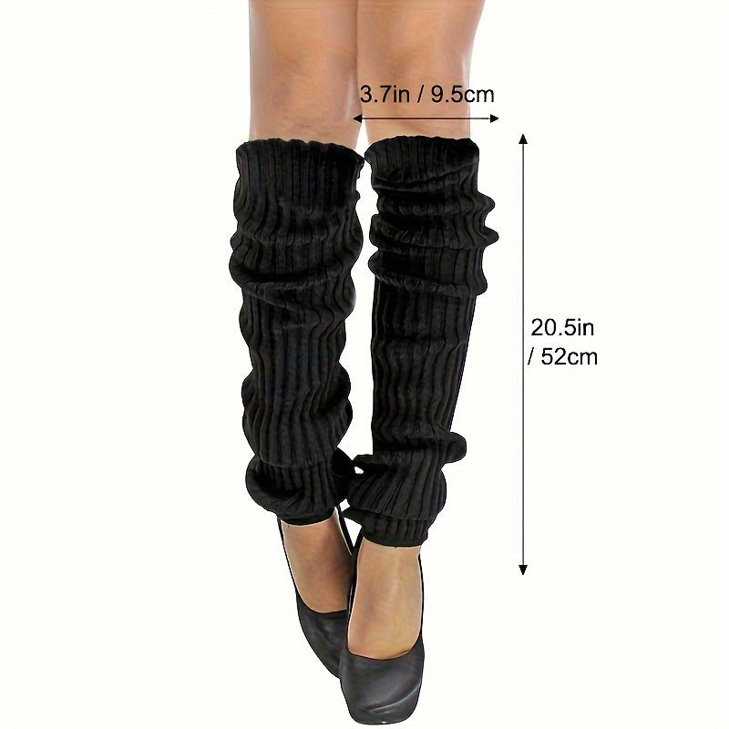 3 Pairs Of Ribbed-knitting Leg Warmer, Fashionable Winter Thermal JK Streetwear Casual Long Leg Warmer Socks For Women And Girls
