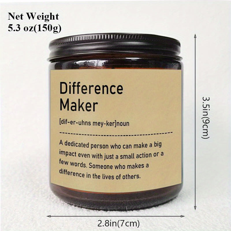 1pc, Lavender Scented Candle, "Difference Maker" Inspirational Quote, 33.81oz Glass Jar with Wick, Bee & Soy Wax, Perfect Gift for Women, Men, Best Friends, Teachers, Bosses, Leaders, Mentors, for Christmas, Thanksgiving, Bir