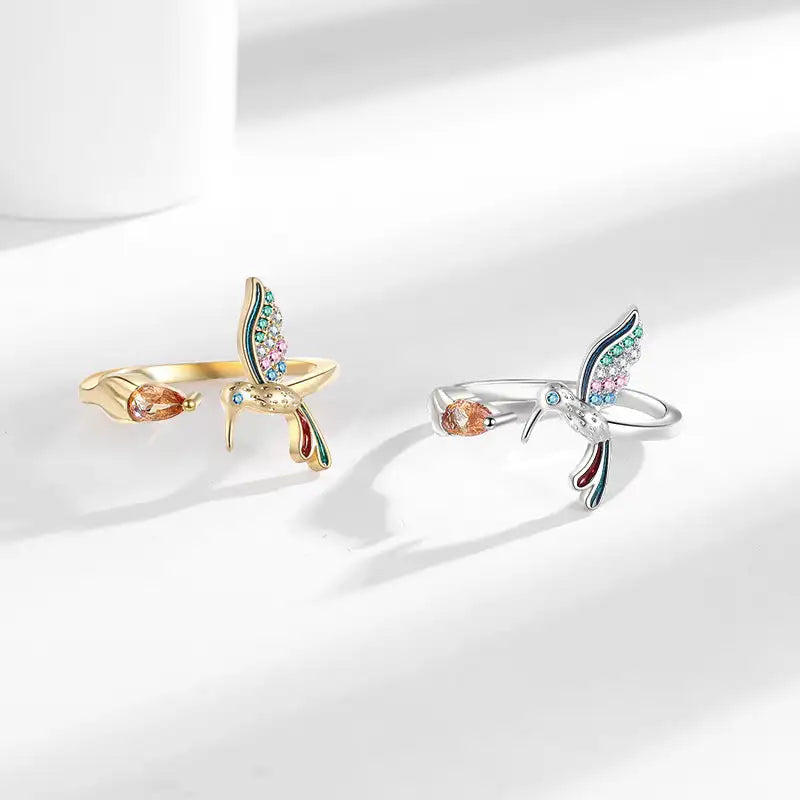 Adjustable Hummingbird Ring Female Fashion Simple