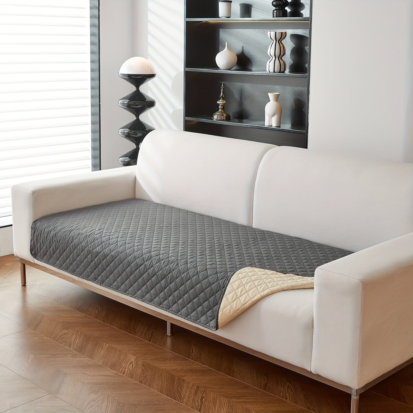 1pc Waterproof Solid Color Plaid Non-Slip Pet Sofa Cover, Machine Washable Blanket for All Season Protection, Suitable for Cats, Dogs, and Small Animals