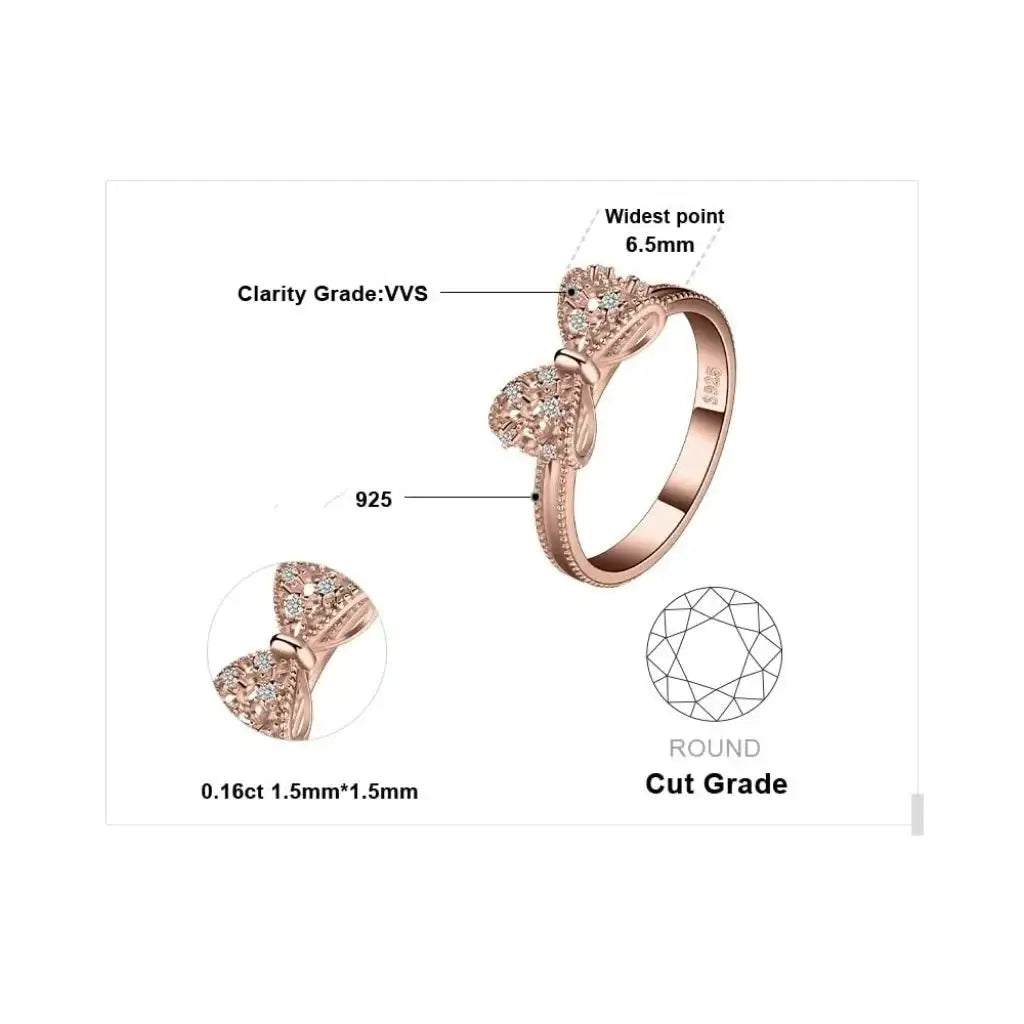 Three-dimensional Bow Ring Women's Rose Gold Simple