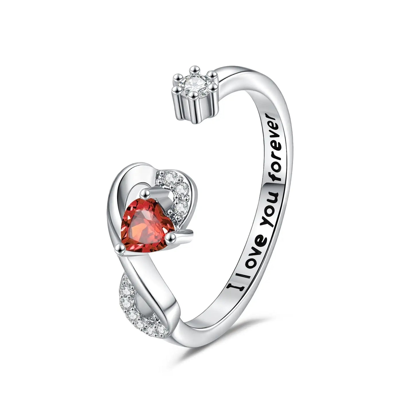 Heart-shaped Birthstone Women's Ring Fashion