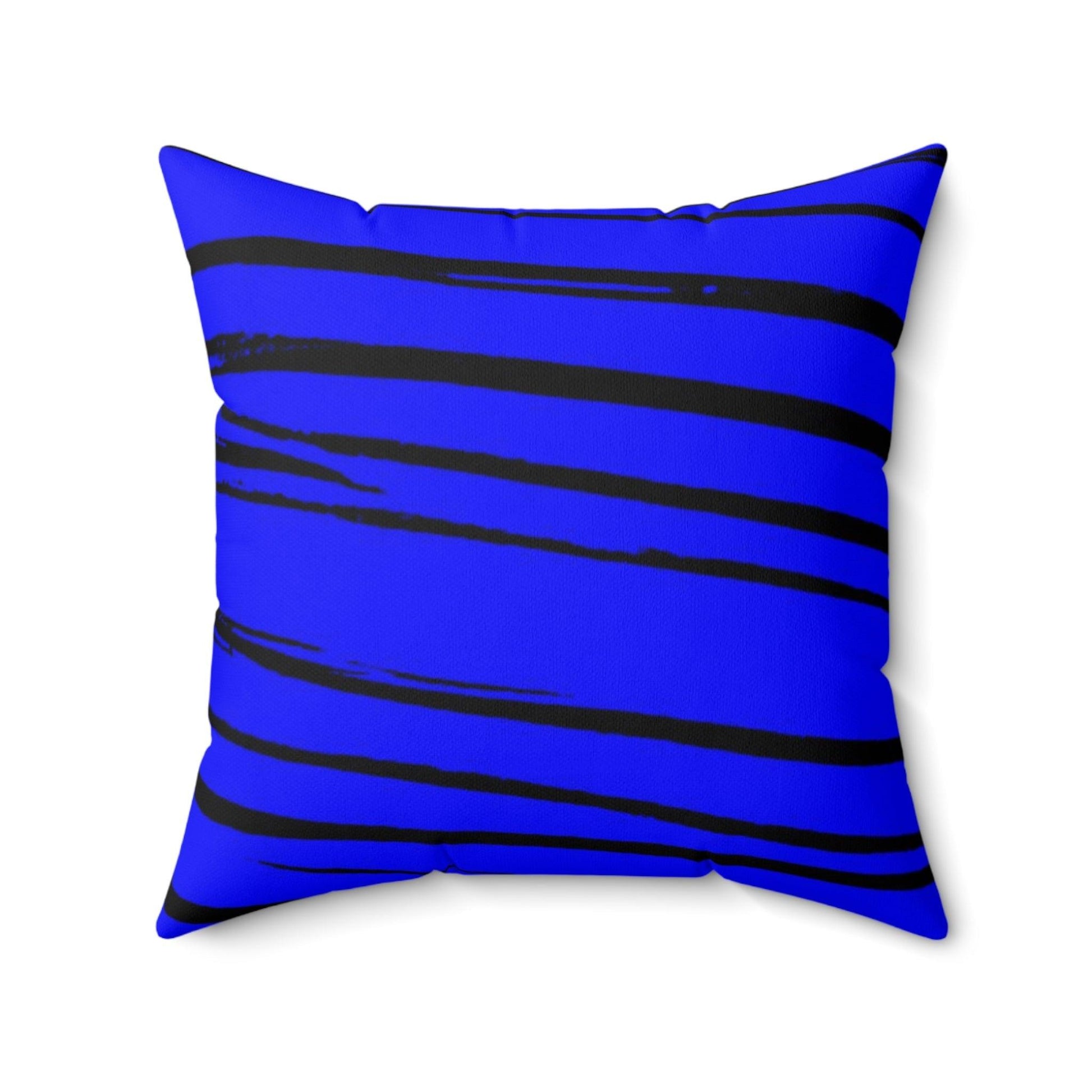 Black & Blue Strips Spun Polyester Square Pillow - Lizard Vigilante