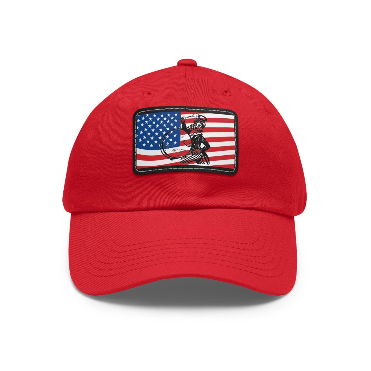 American Flag With Uncle Sam Drummer Dad Hat with Leather Patch (Rectangle) - Lizard Vigilante