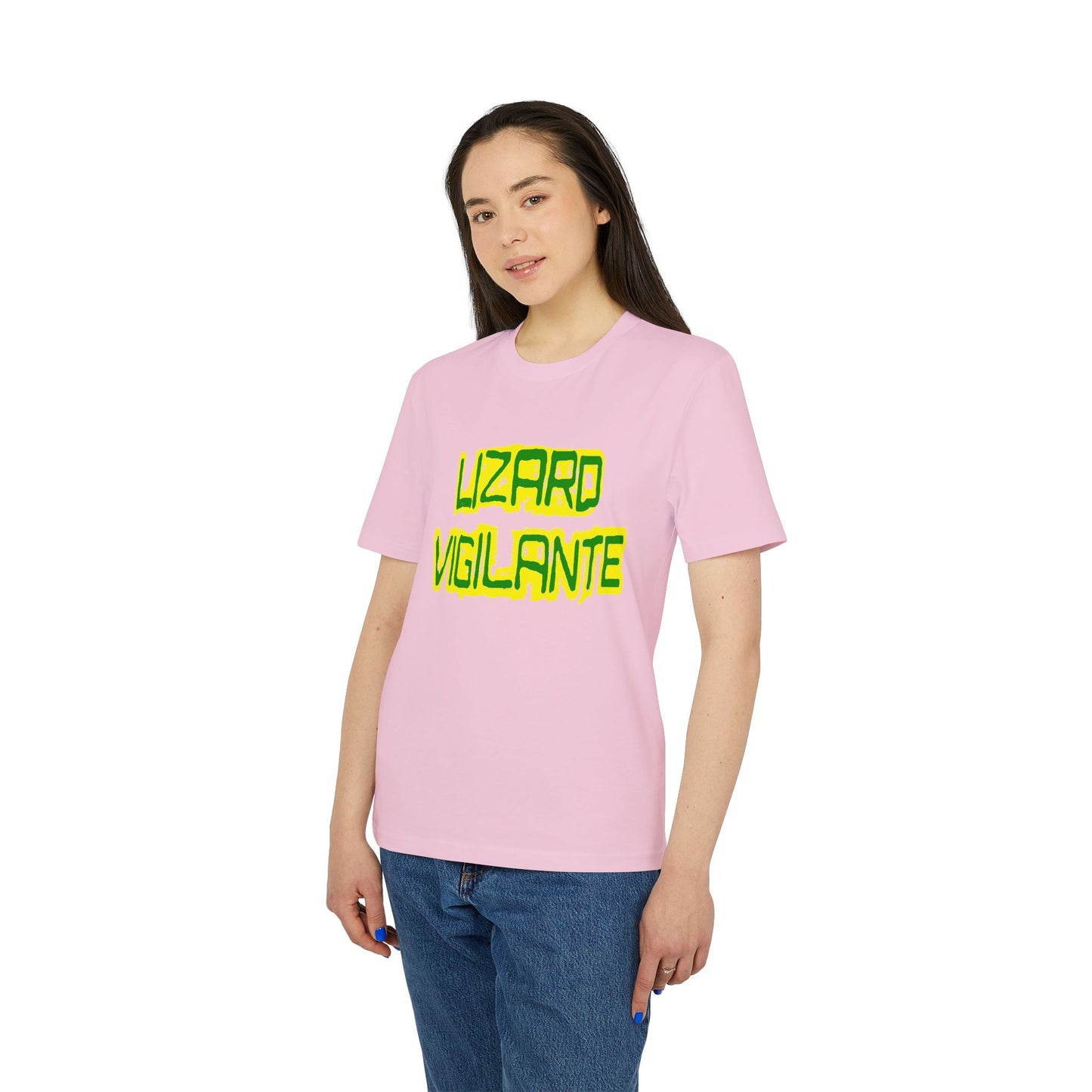 Lizard Vigilante T-Shirt — Retro Neon Graphic Tee for Reptile Fans