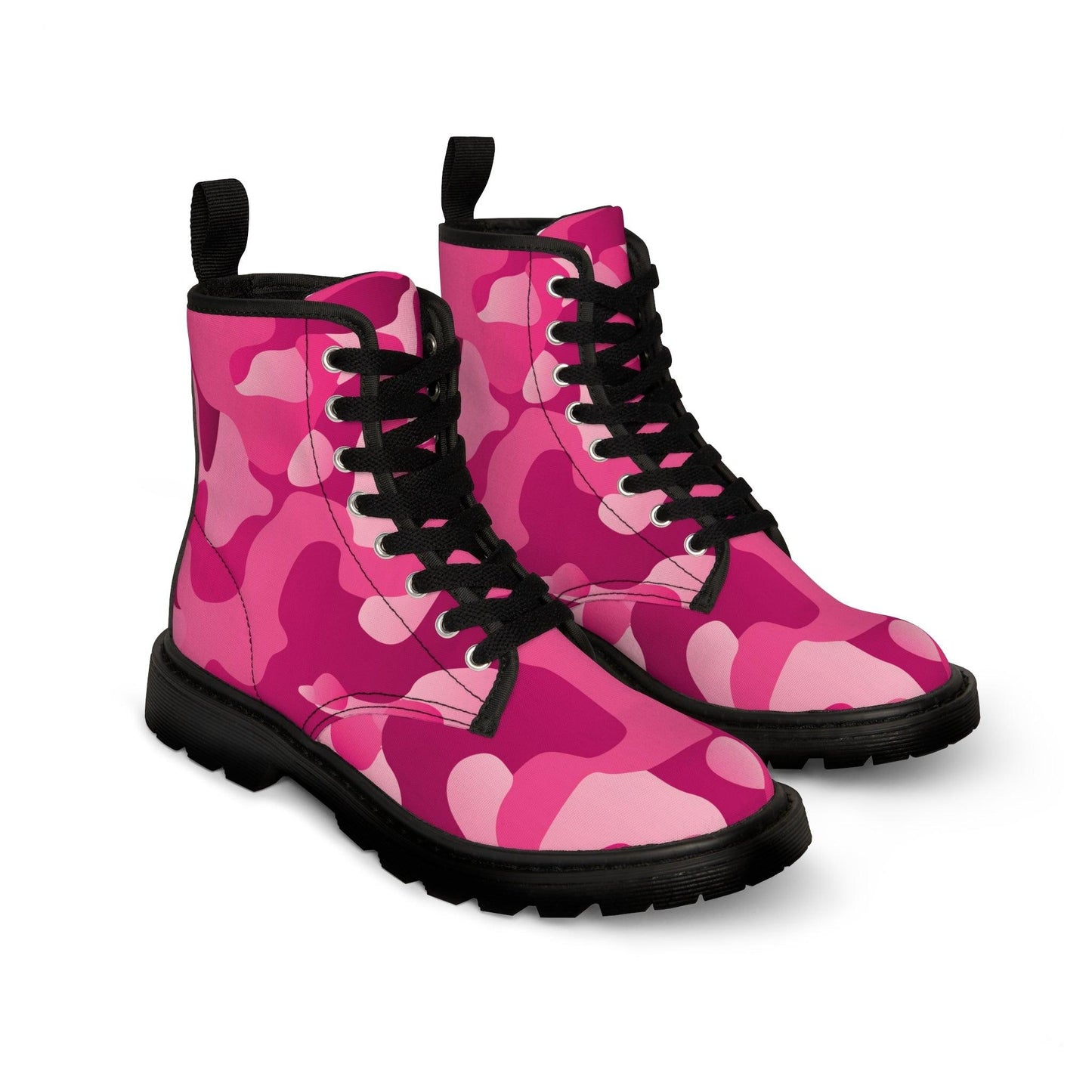 Pink Camouflage Women's Canvas Boots - Lizard Vigilante