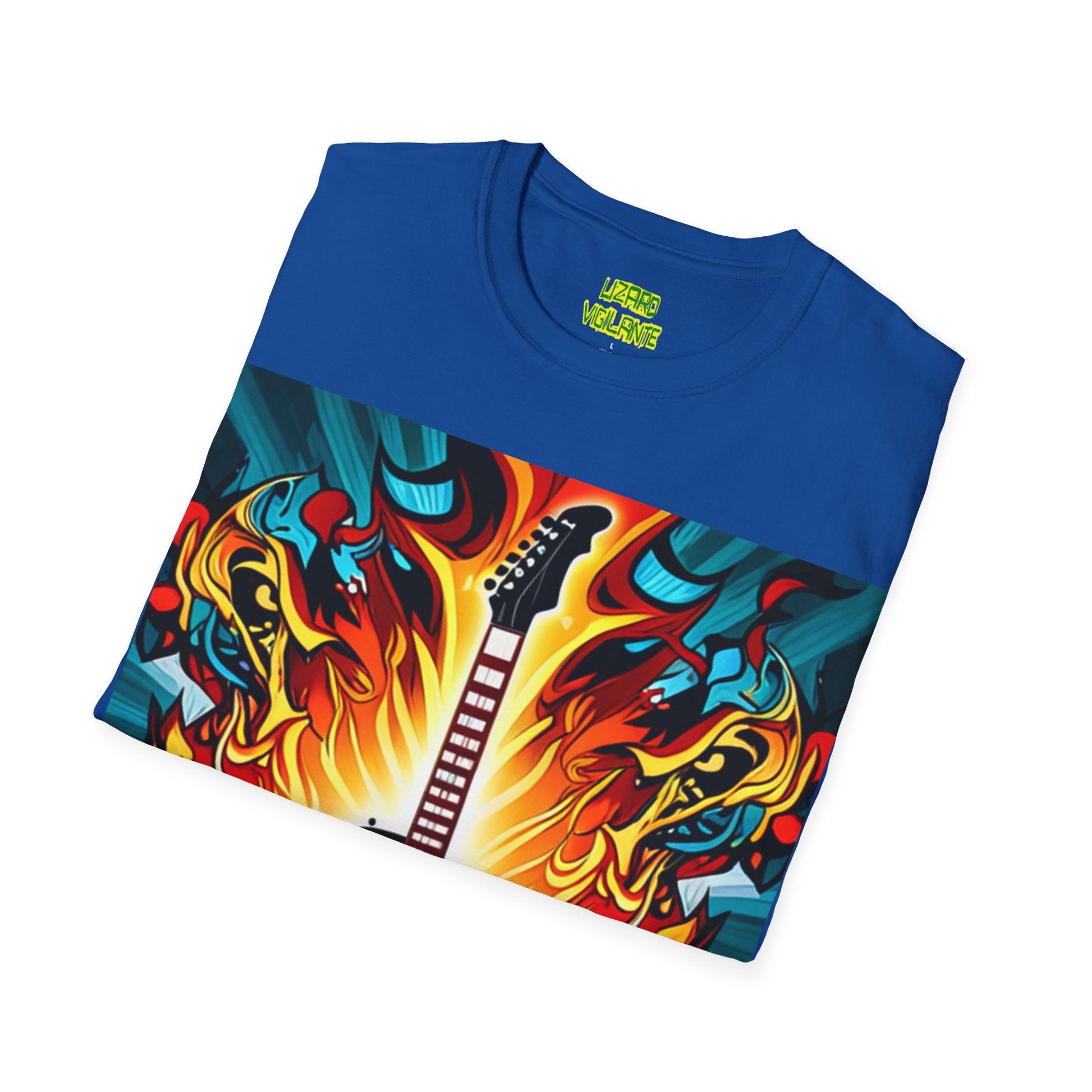Electric Guitar Ablaze Unisex Softstyle T-Shirt - Lizard Vigilante