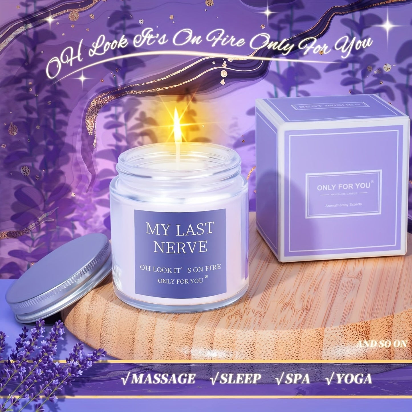 1set Purple Spa & Self-Care Gift Set for Women - Tumbler, Scented Candle, Bath Soap, Beaded Bracelet, Keychain, Jewelry Tray & Greeting Card - Ideal for Birthday, Anniversary, Retirement, Christmas, Get Well - No Electricity