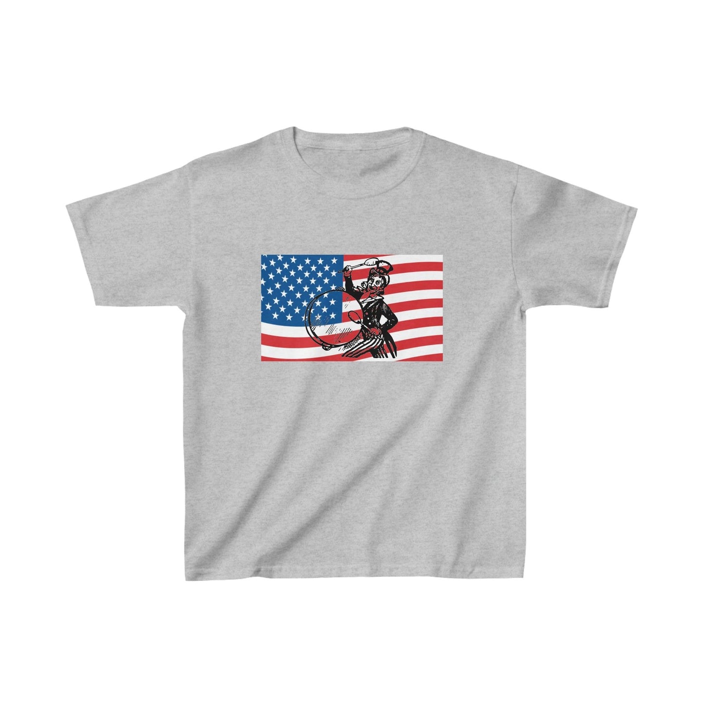 American Flag With Uncle Sam Drumming Kids Heavy Cotton™ Tee - Lizard Vigilante