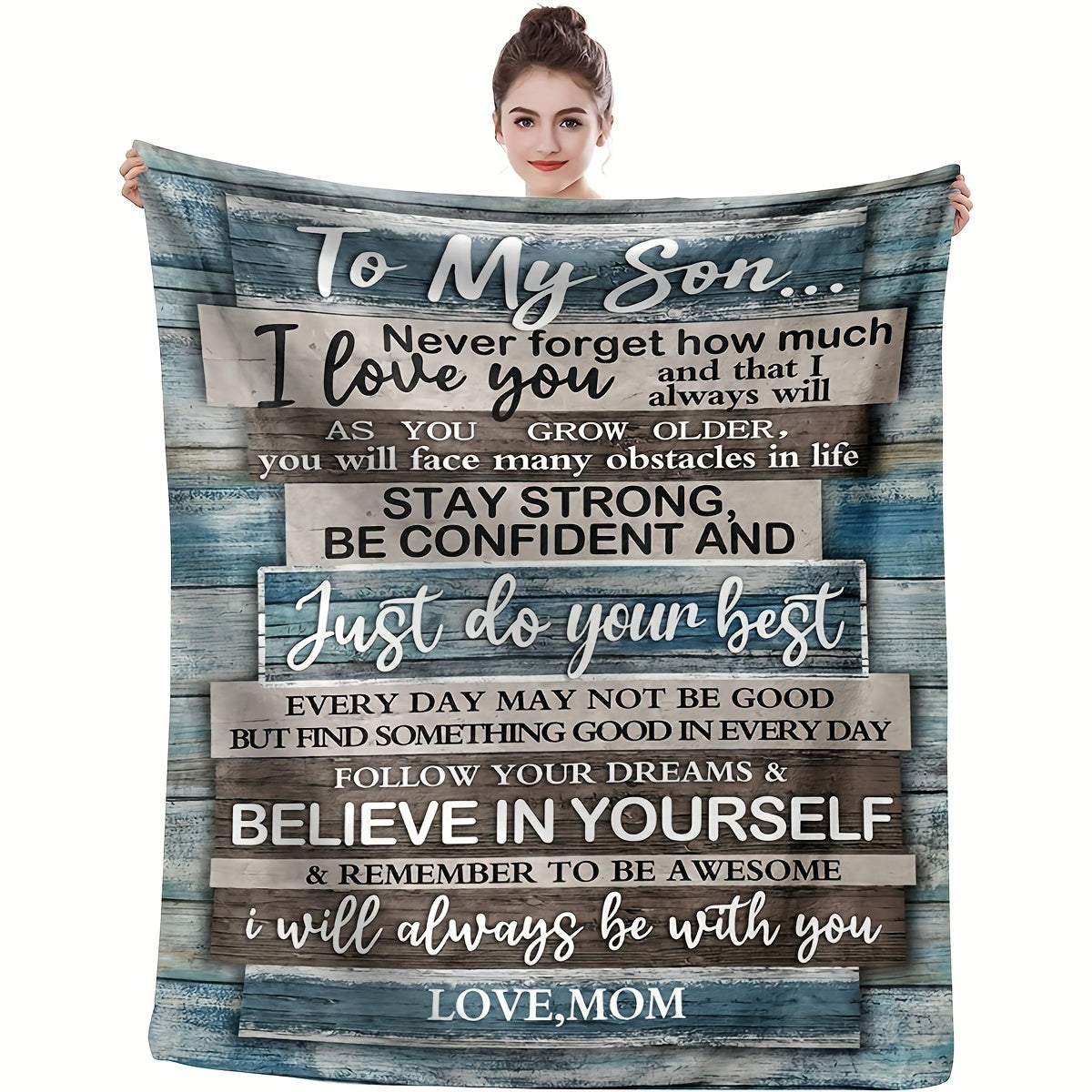 1pc Soft Flannel Blanket, To My Son From Mom Warm Cozy Throw Blanket For Couch Bed Sofa