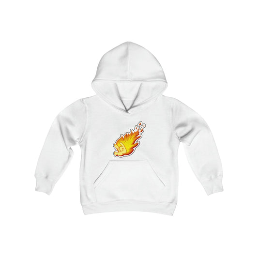 Flaming Love Hand Gesture Youth Heavy Blend Hooded Sweatshirt - Lizard Vigilante