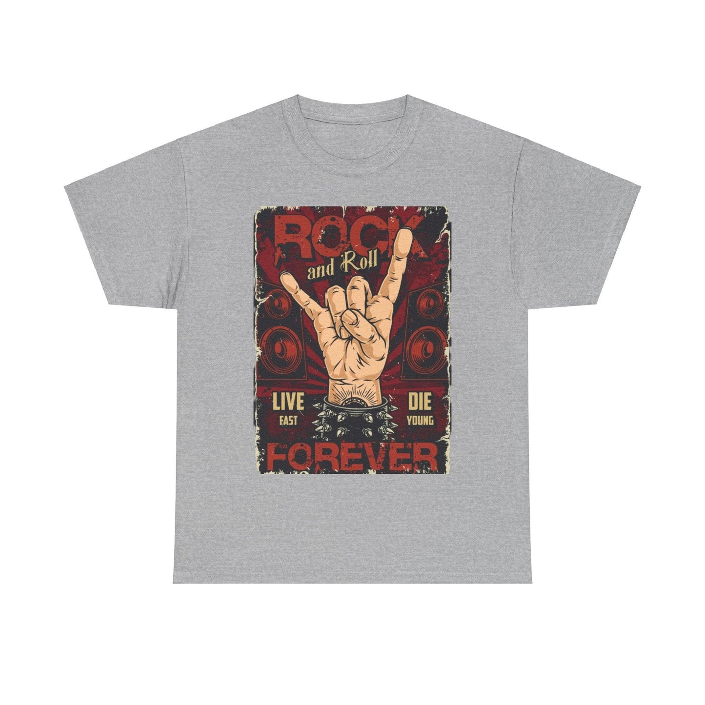 Rock and Roll Forever Hand Sign Unisex Heavy Cotton Tee - Lizard Vigilante