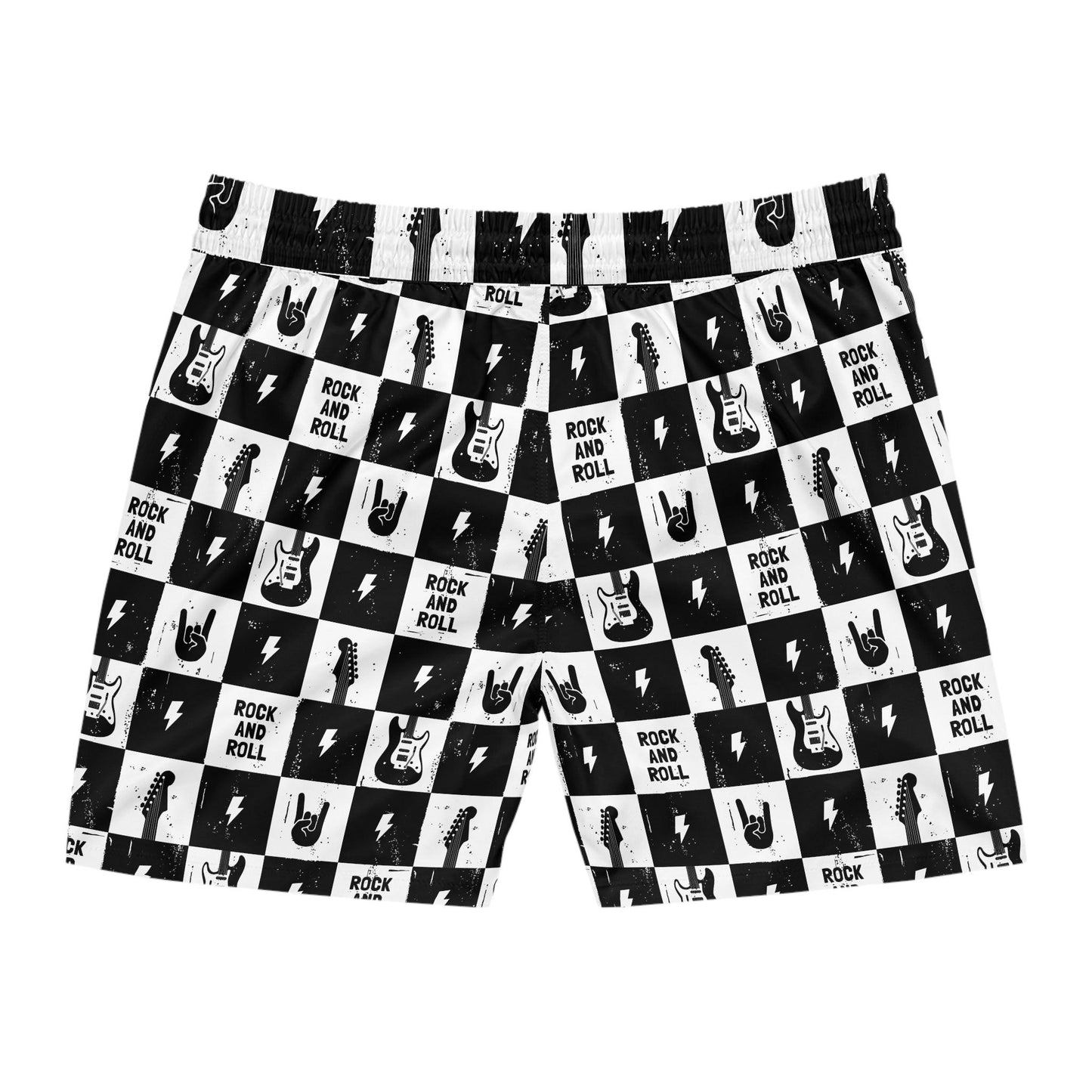 Men's Rock and Roll Squares Mid-Length Swim Shorts - Premium All Over Prints from Printify - Just $47.99! Shop now at Lizard Vigilante