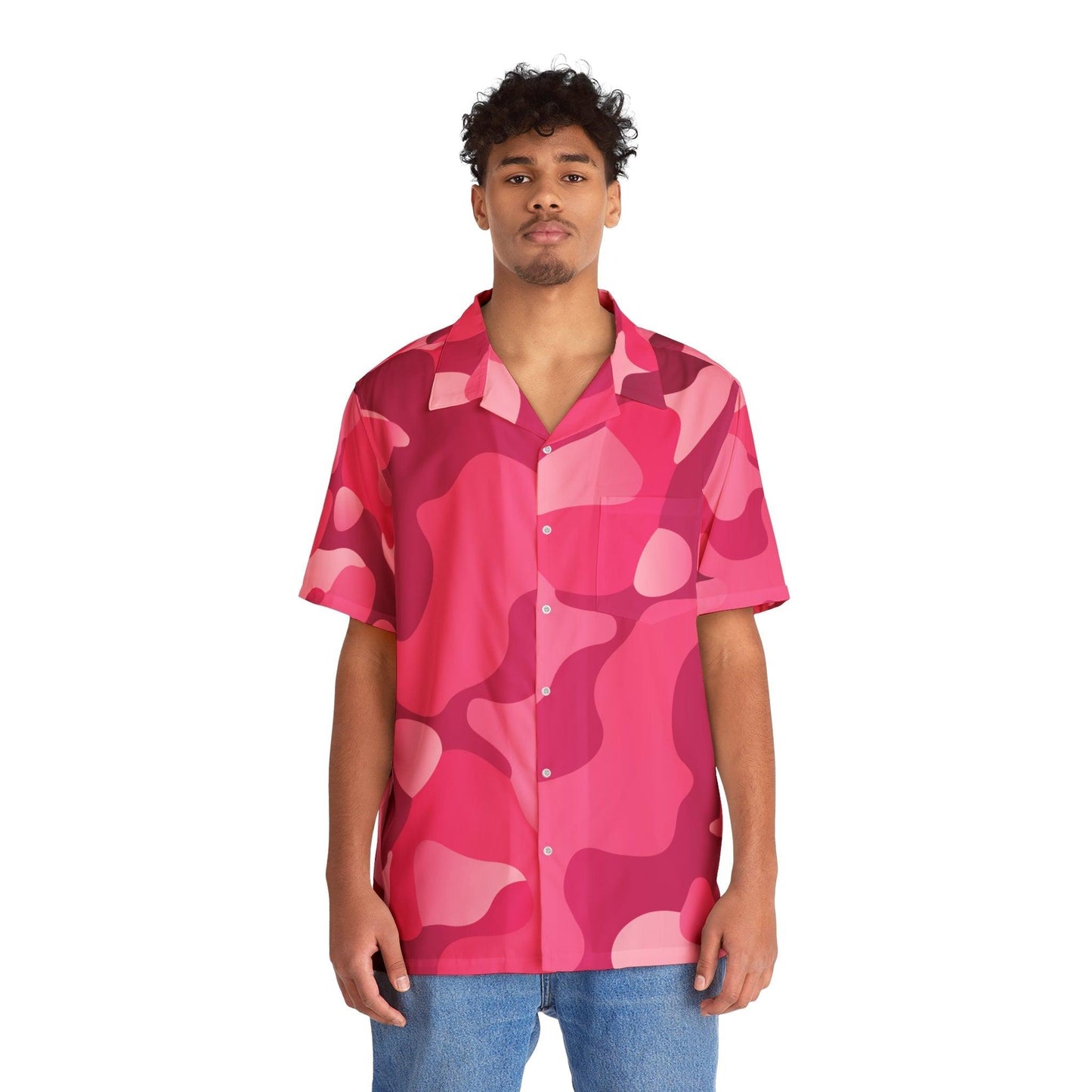 Pink Camo Men's Hawaiian Shirt - Lizard Vigilante